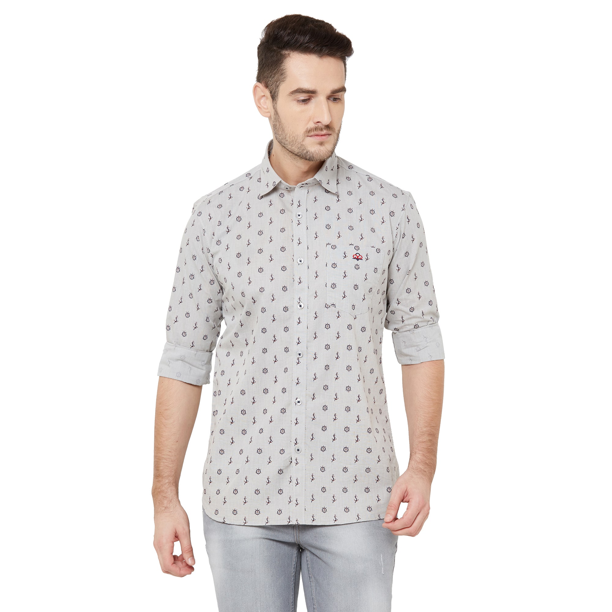 

DONZELL Men Grey Printed Regular Fit Casual Shirt