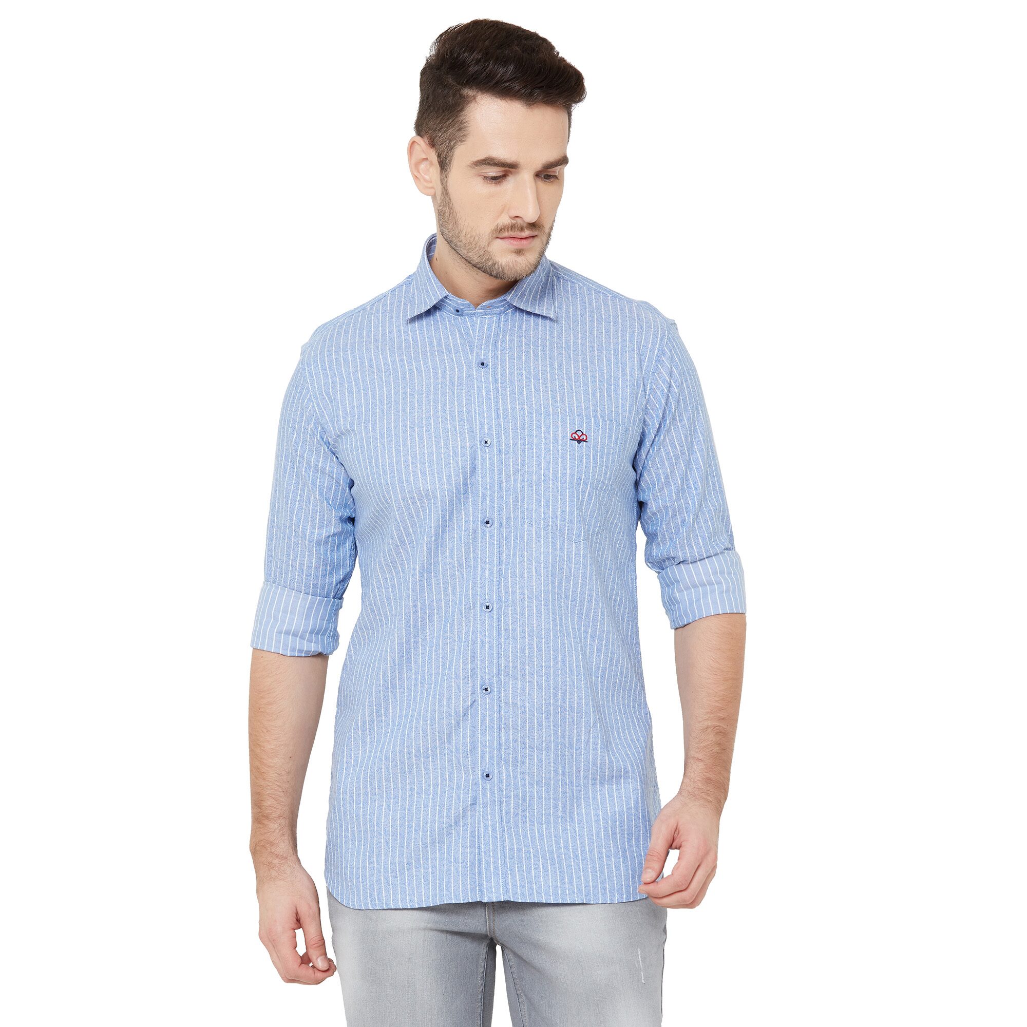

DONZELL Men Blue Printed Regular Fit Casual Shirt