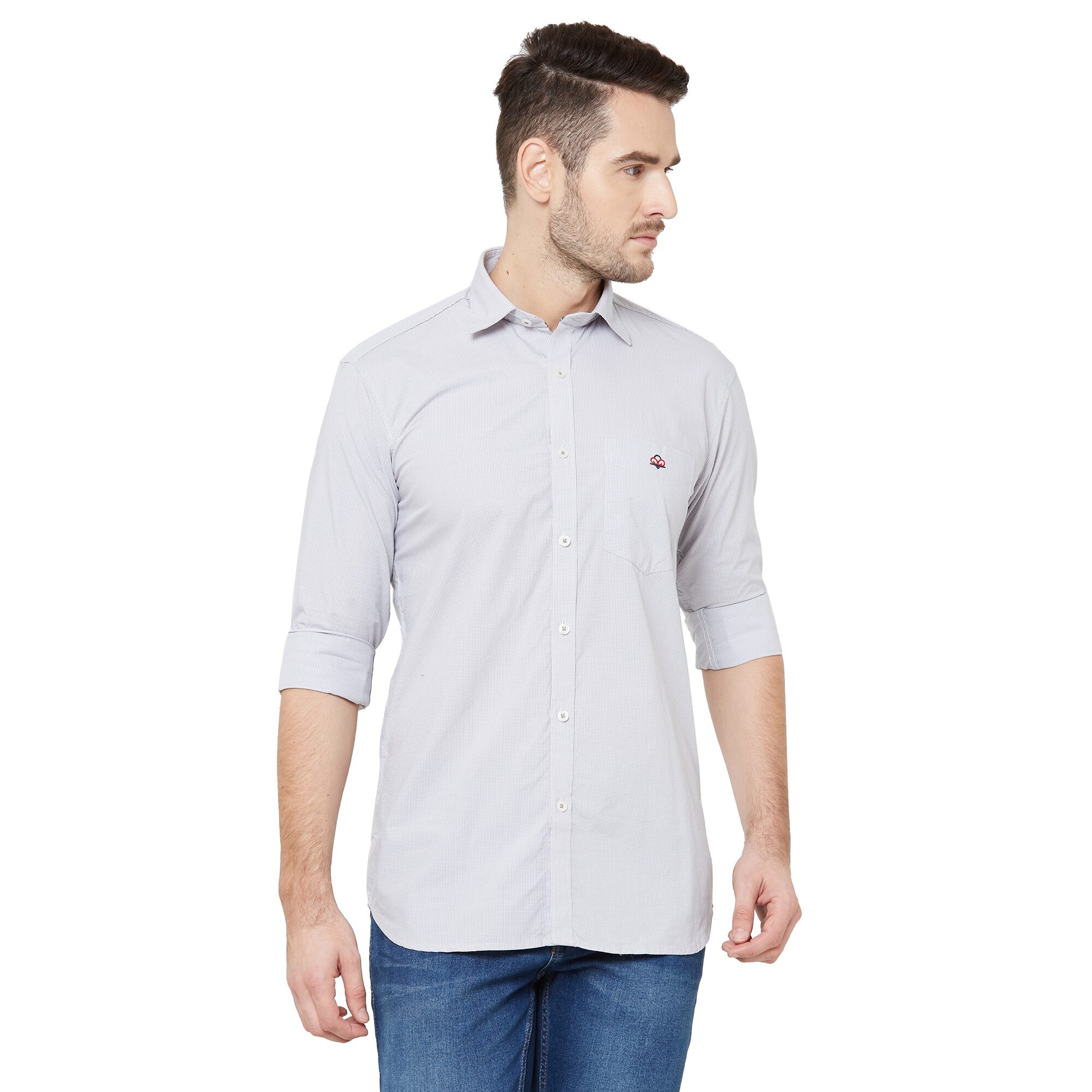 

DONZELL Men Grey Checked Regular Fit Casual Shirt