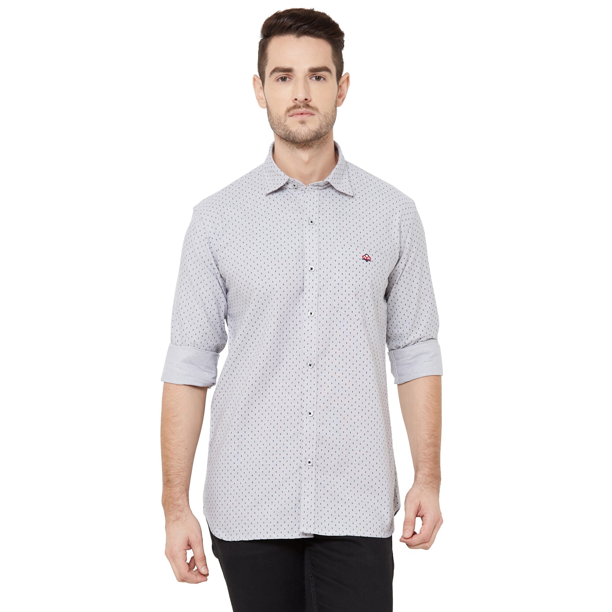 

DONZELL Men Grey Printed Regular Fit Casual Shirt