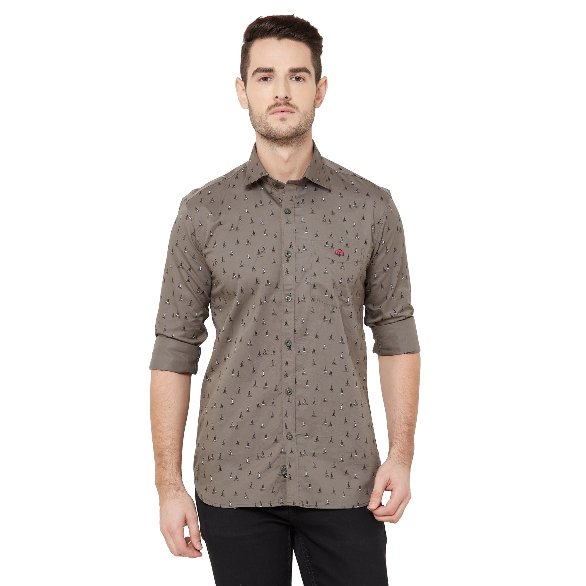 

DONZELL Men Grey Printed Regular Fit Casual Shirt