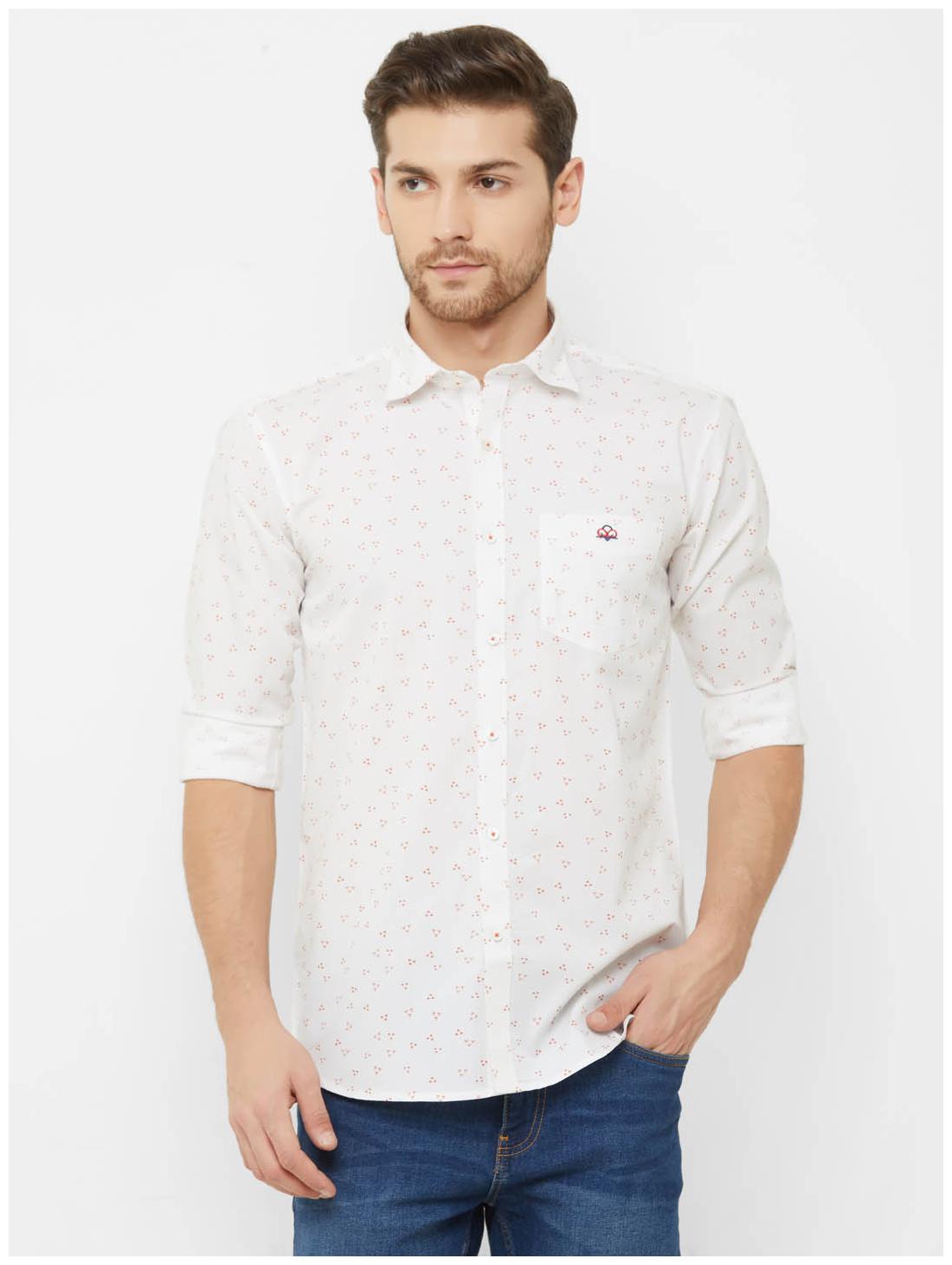 

DONZELL Men White Printed Regular Fit Casual Shirt