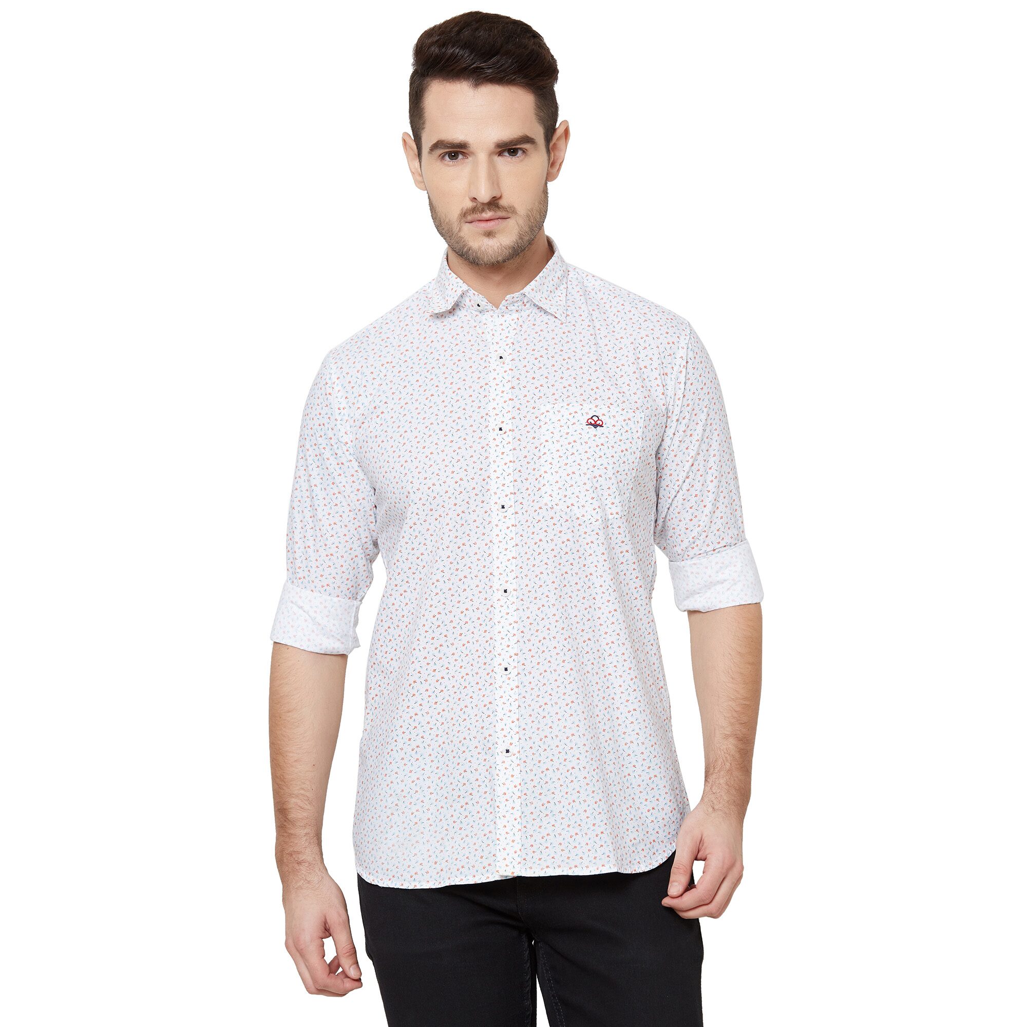 

DONZELL Men White Printed Regular Fit Casual Shirt