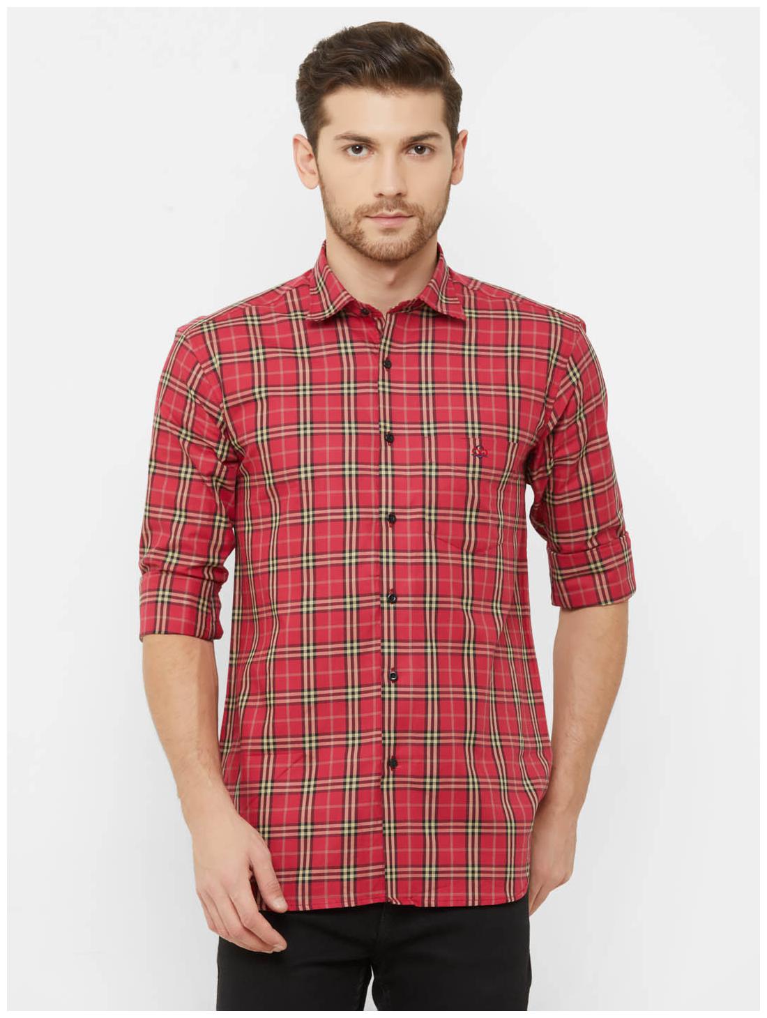 

DONZELL Men Red Checked Regular Fit Casual Shirt
