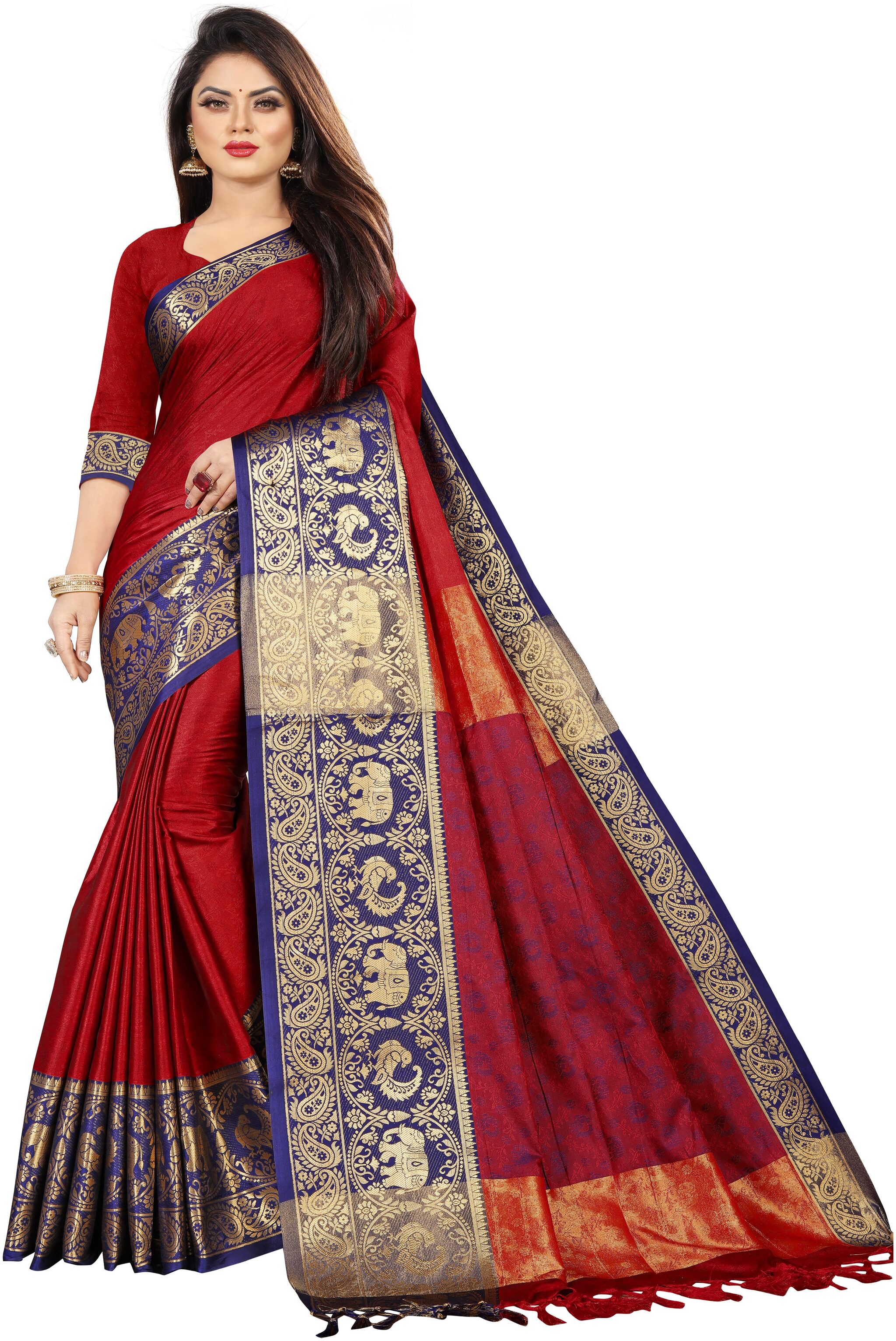 

Door Step Shopping Jacquard Woven Maroon Color Saree
