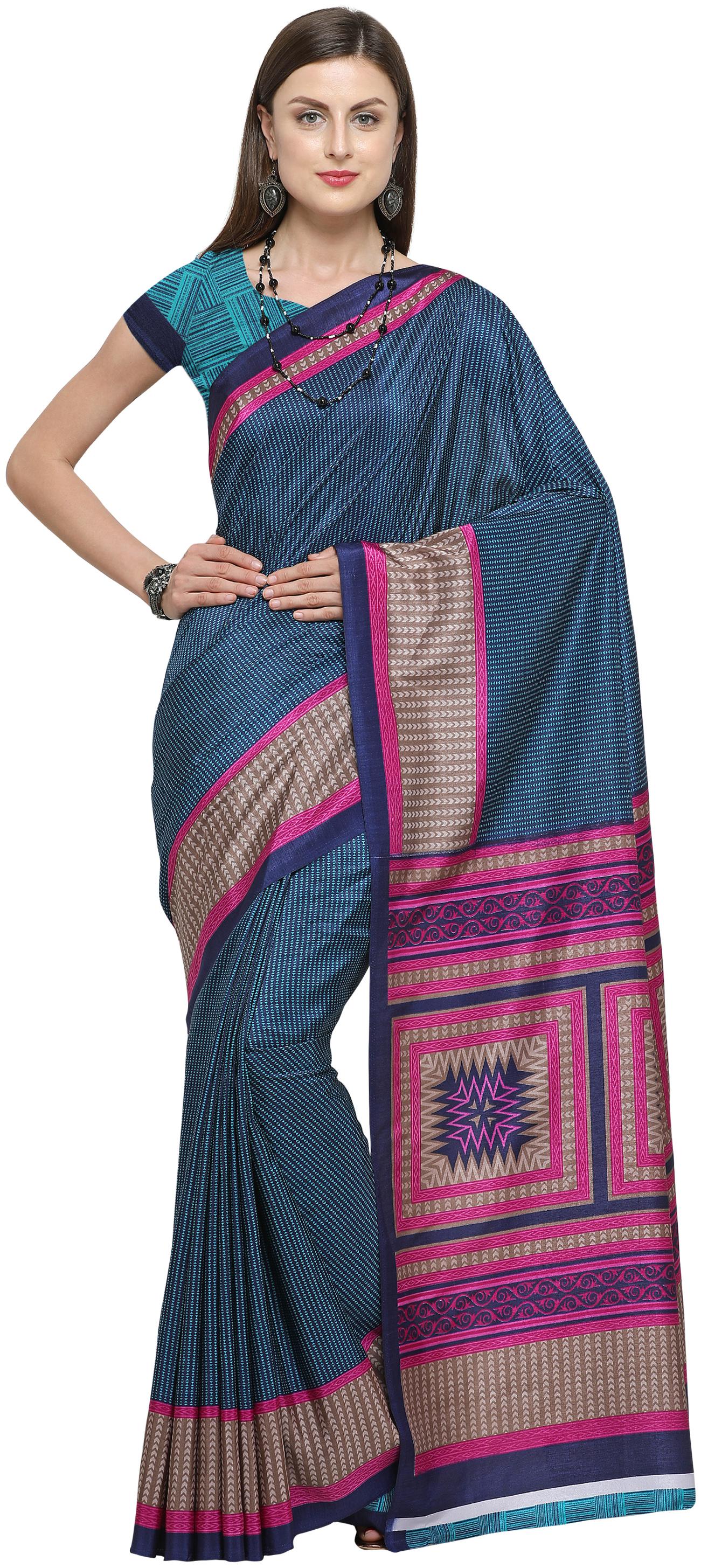 

DORI Cotton Blend Blue Printed Saree For Women