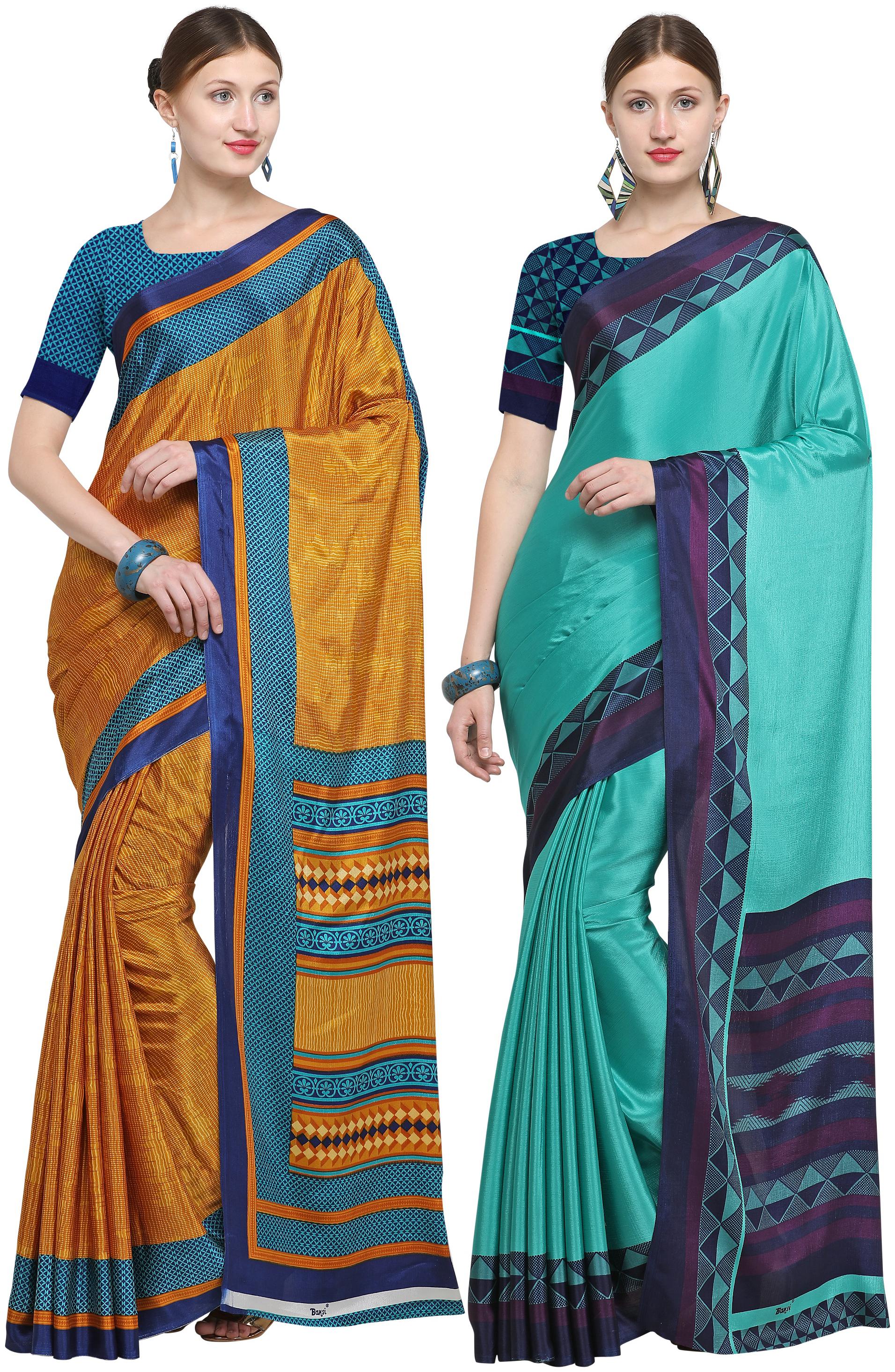 

DORI Crepe Multi Color Regular Saree with Blouse (Pack Of 2)