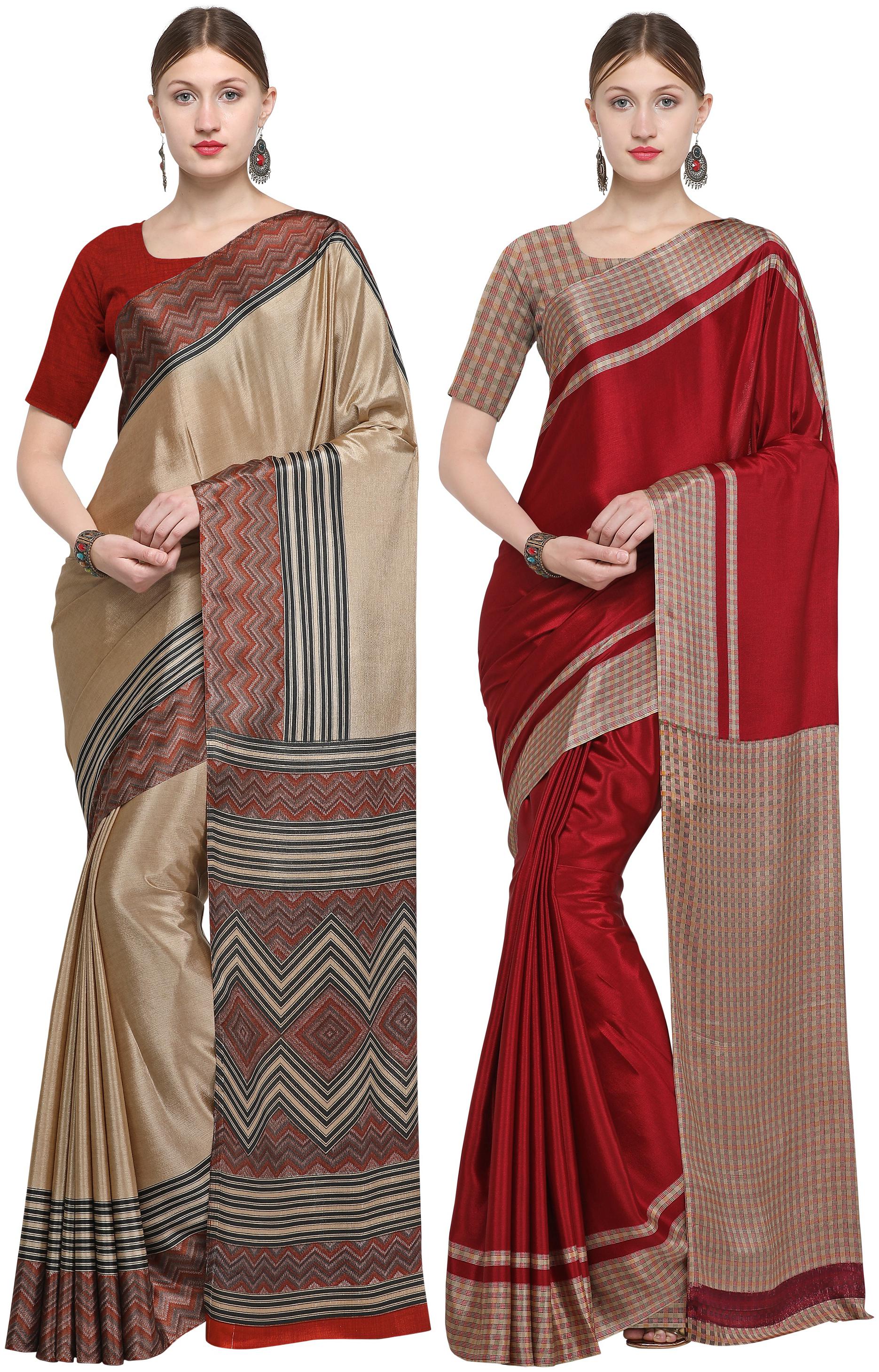 

DORI Crepe Multi Color Regular Saree with Blouse (Pack Of 2)