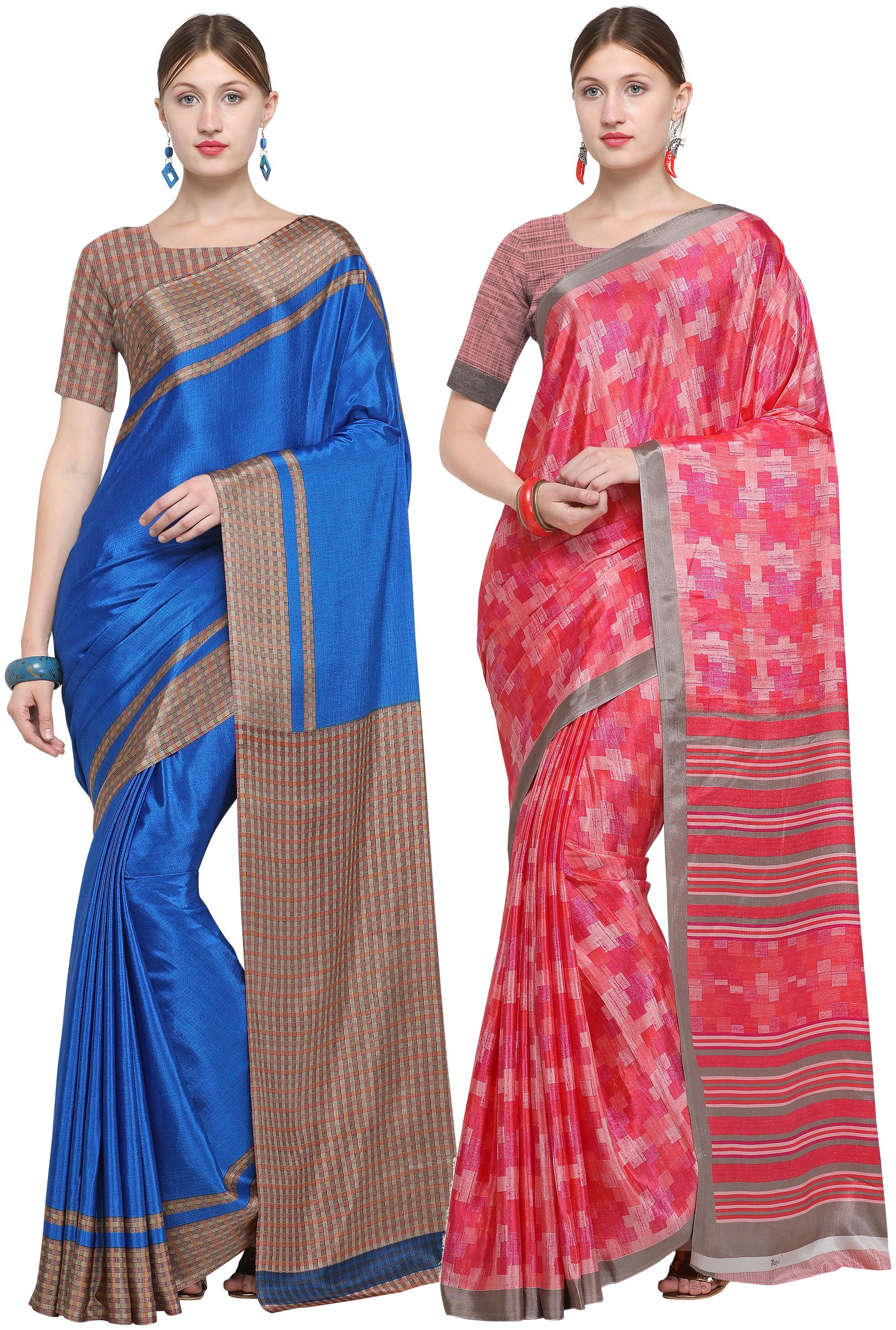 

DORI Crepe Multi Color Regular Saree with Blouse (Pack Of 2)