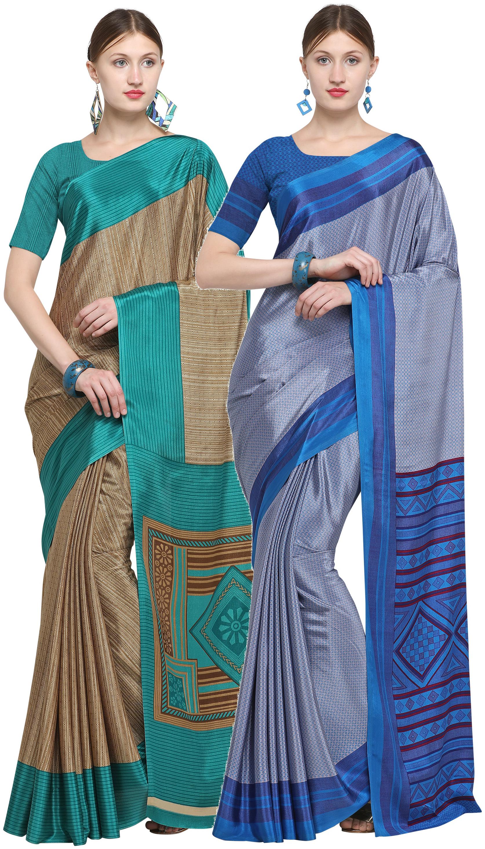 

DORI Crepe Multi Color Regular Saree with Blouse (Pack Of 2)