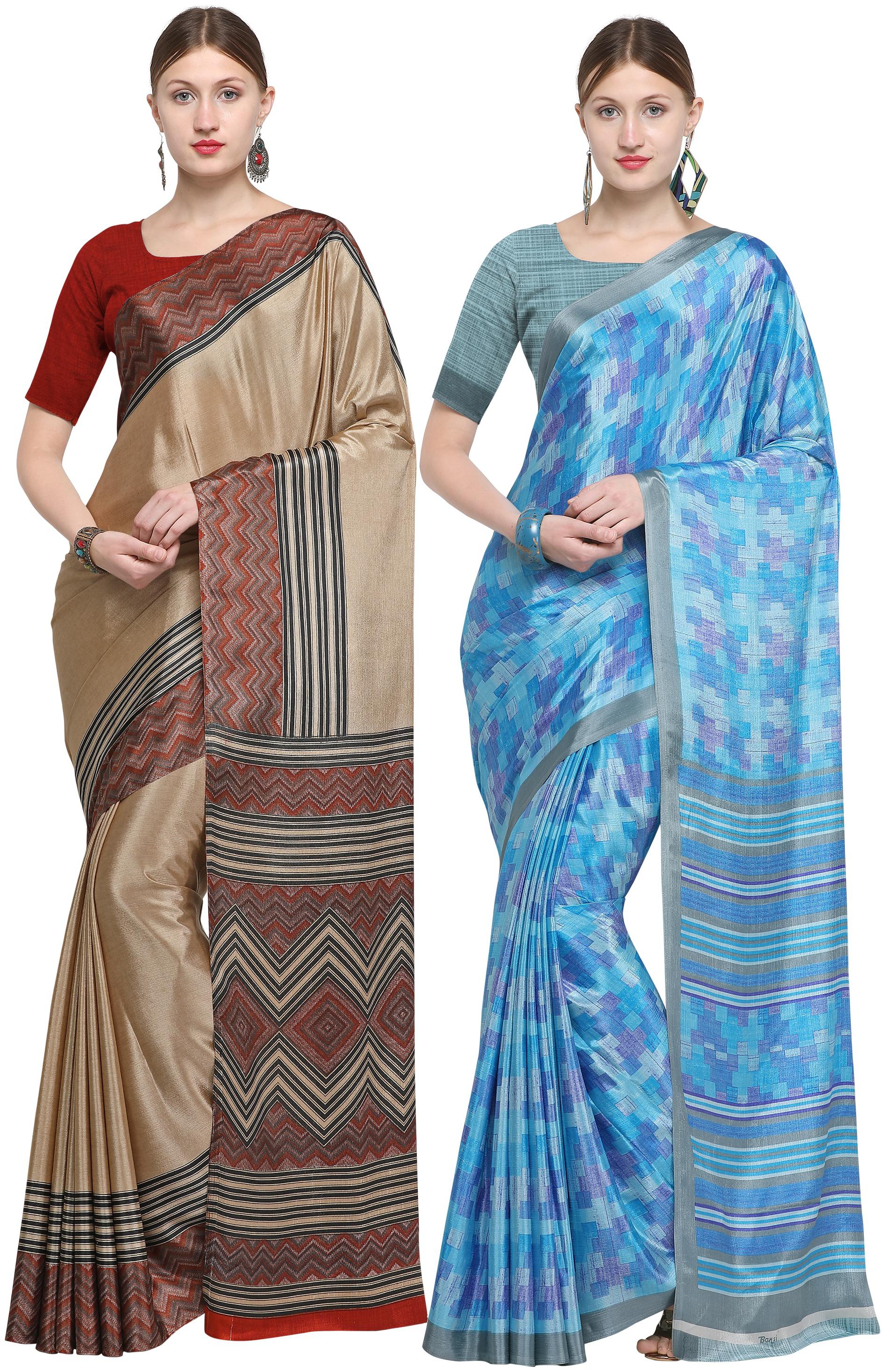 

DORI Crepe Multi Color Regular Saree with Blouse (Pack Of 2)