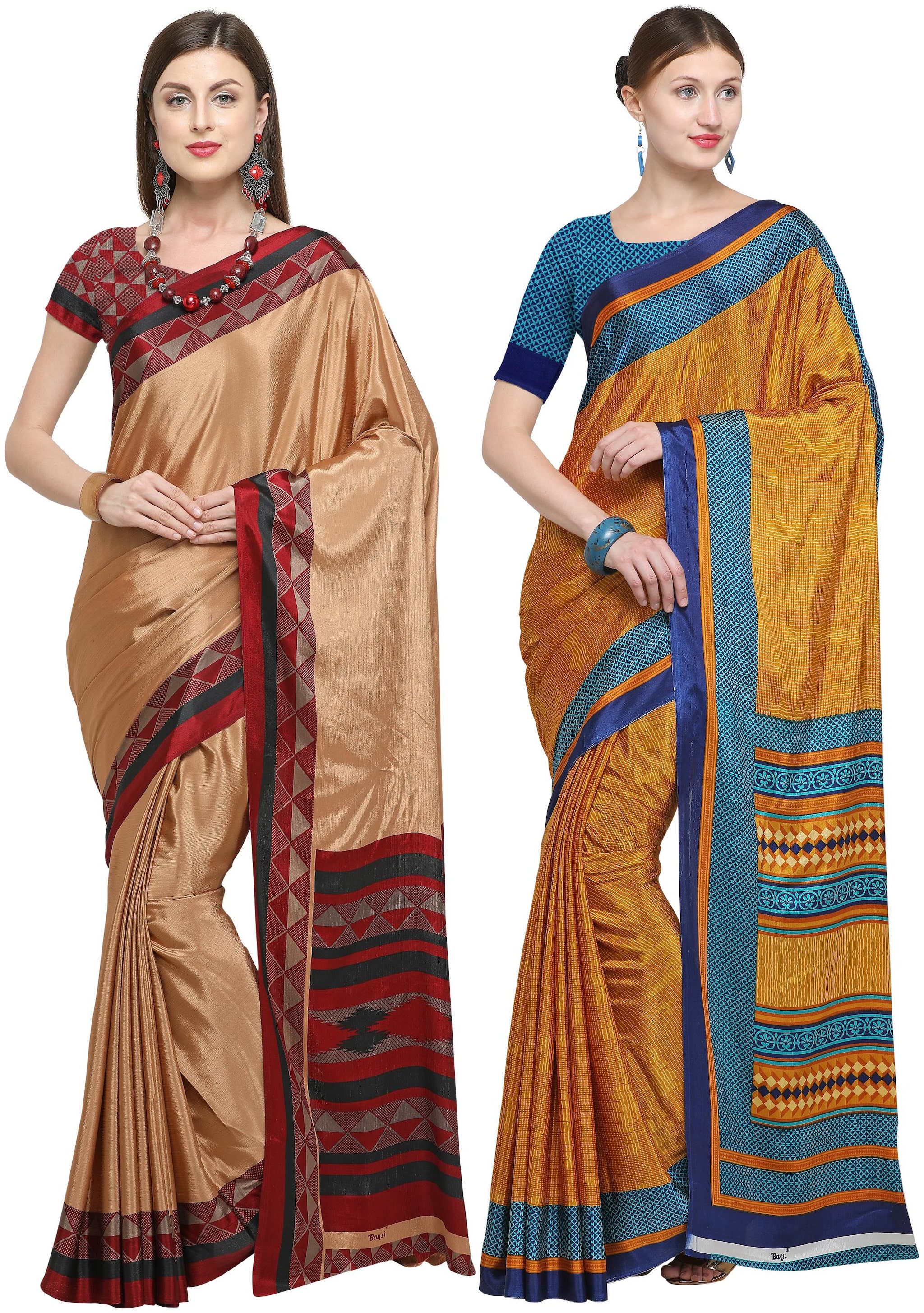 

DORI Crepe Multi Color Regular Saree with Blouse (Pack Of 2)