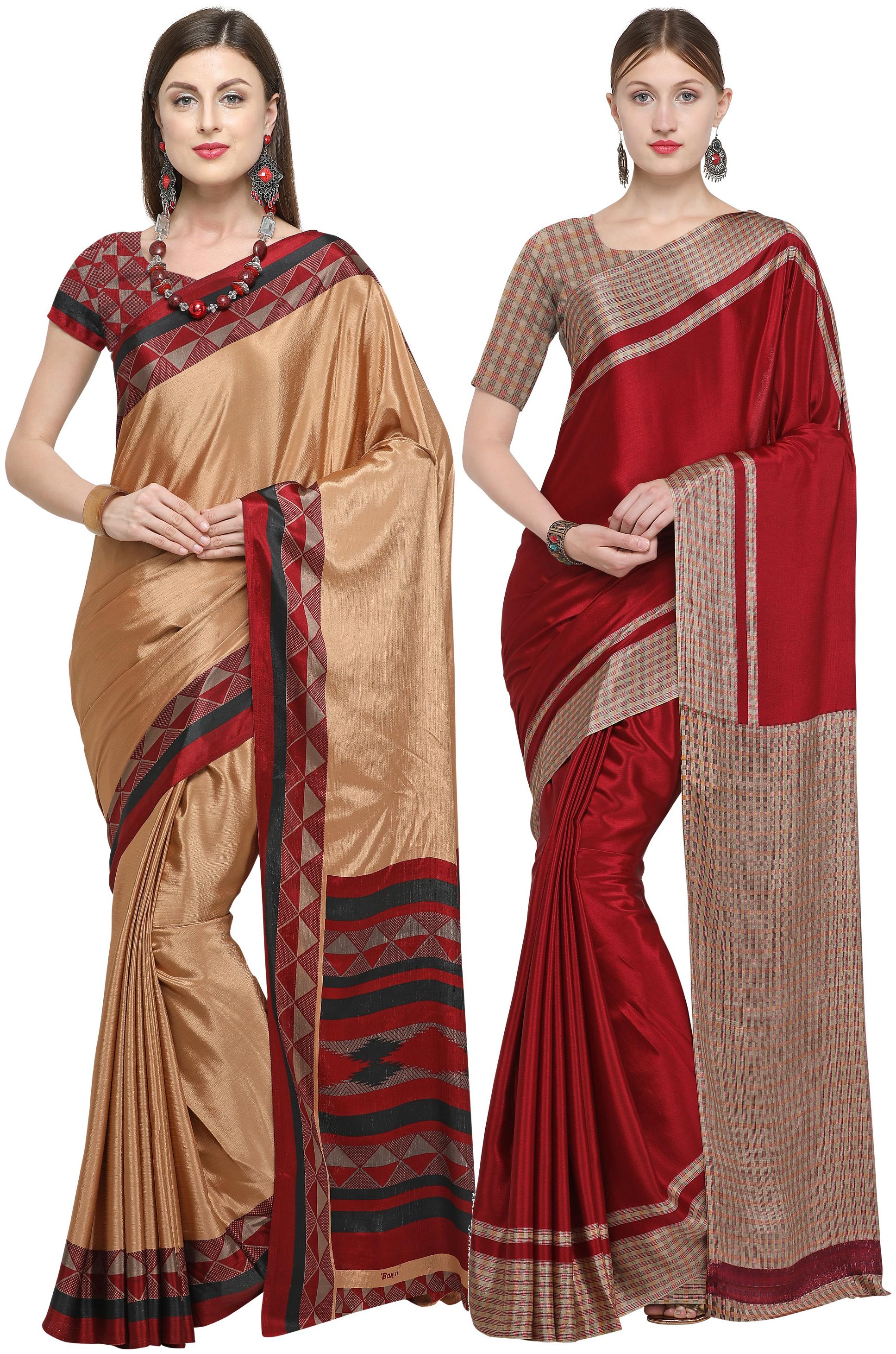 

DORI Crepe Multi Color Regular Saree with Blouse (Pack Of 2)