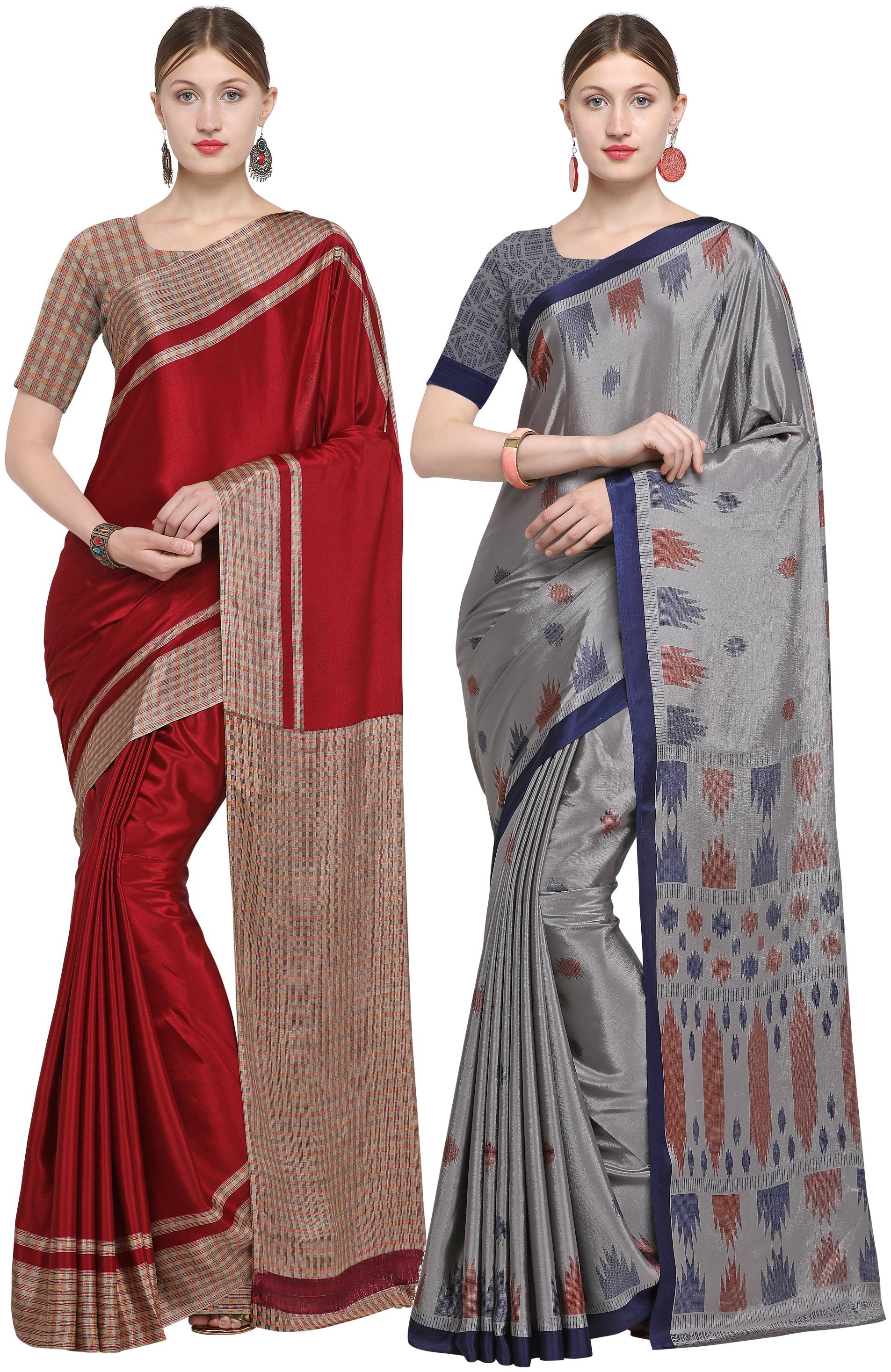 

DORI Crepe Multi Color Regular Saree with Blouse (Pack Of 2)