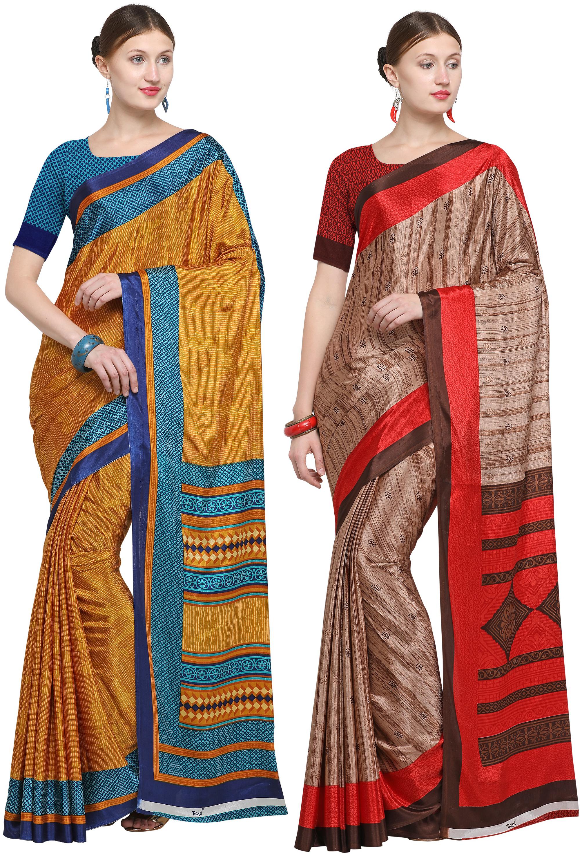 

DORI Crepe Multi Color Regular Saree with Blouse (Pack Of 2)