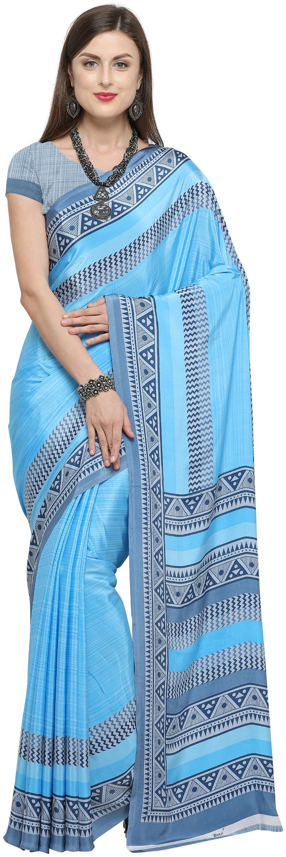 

DORI Crepe Turquoise Printed Regular Saree For Women
