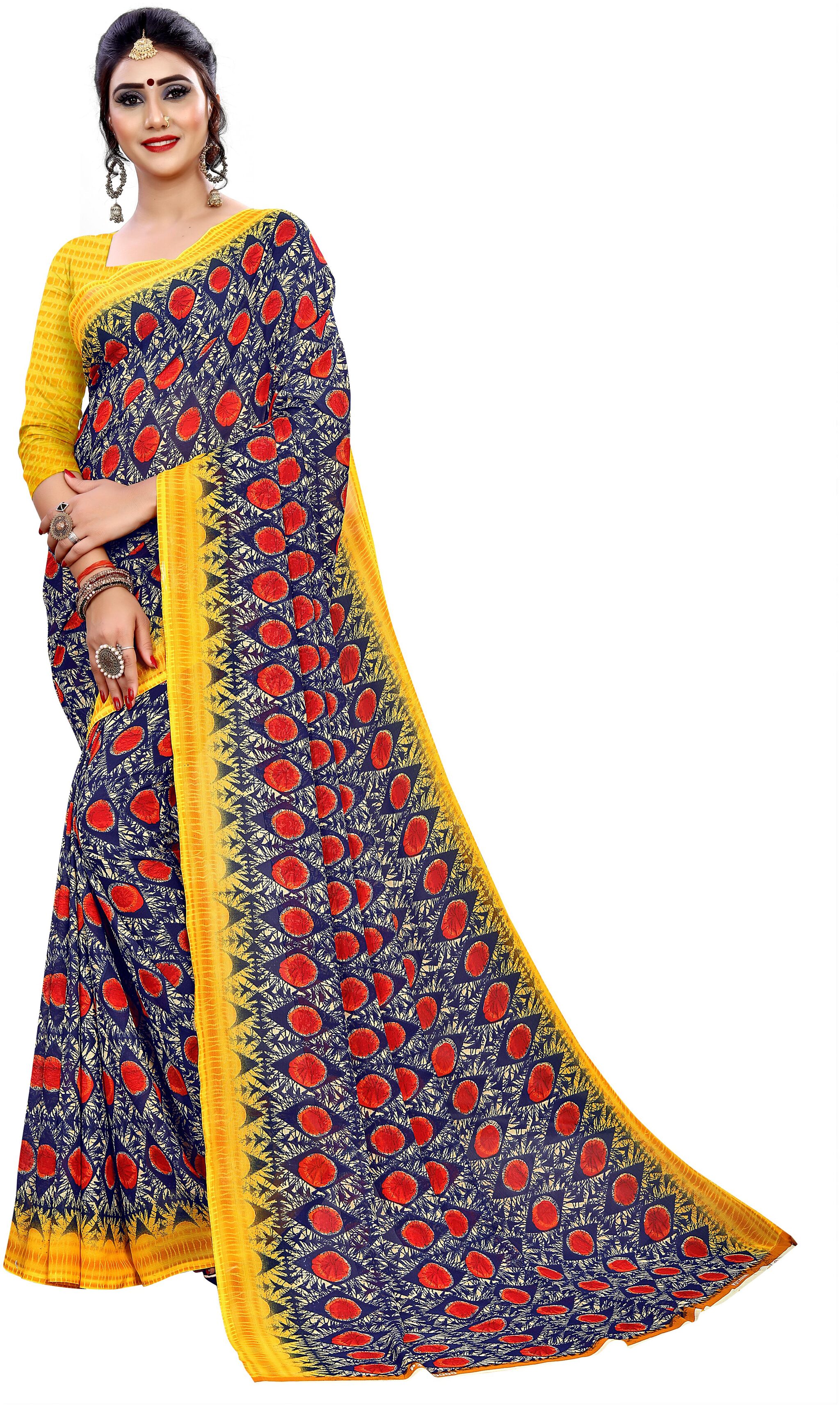 

DORI Georgette Blue Printed Saree For Women