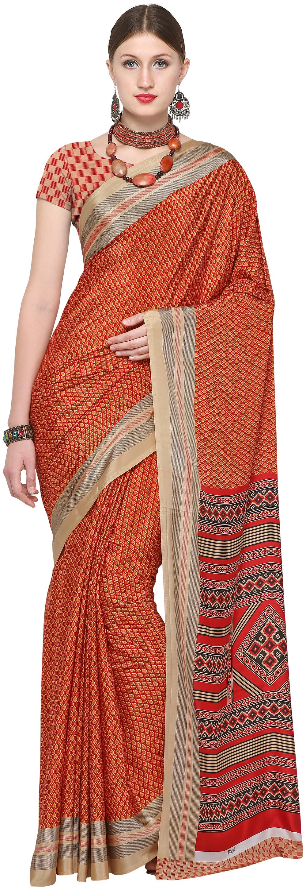 

Dori Women Orange Crepe Printed Regular Saree