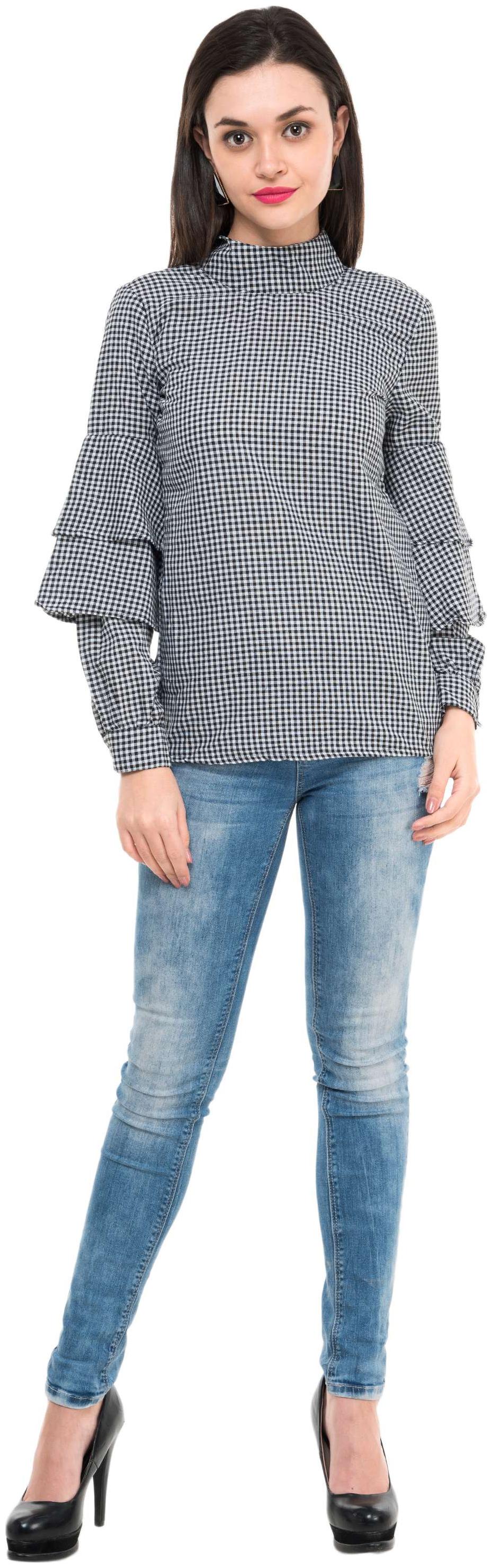 

Cattleya Women Checked Regular top - Black