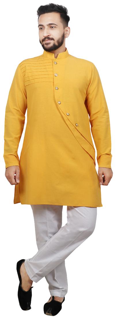 

Drap kurta with pants For Men - Yellow