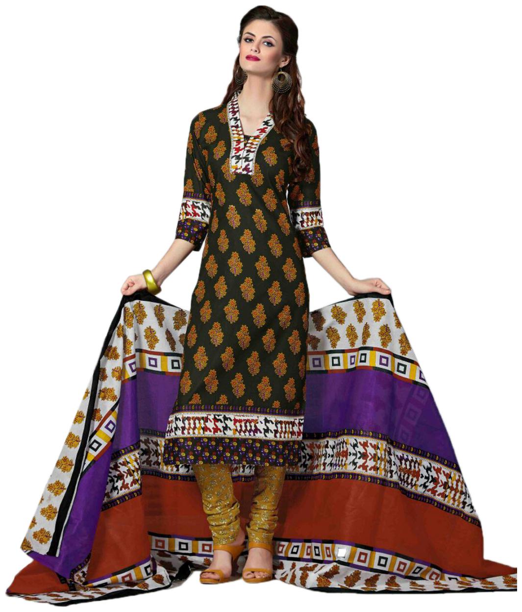 

Drapes Black Unstitched Kurta with bottom dupatta With dupatta Dress Material