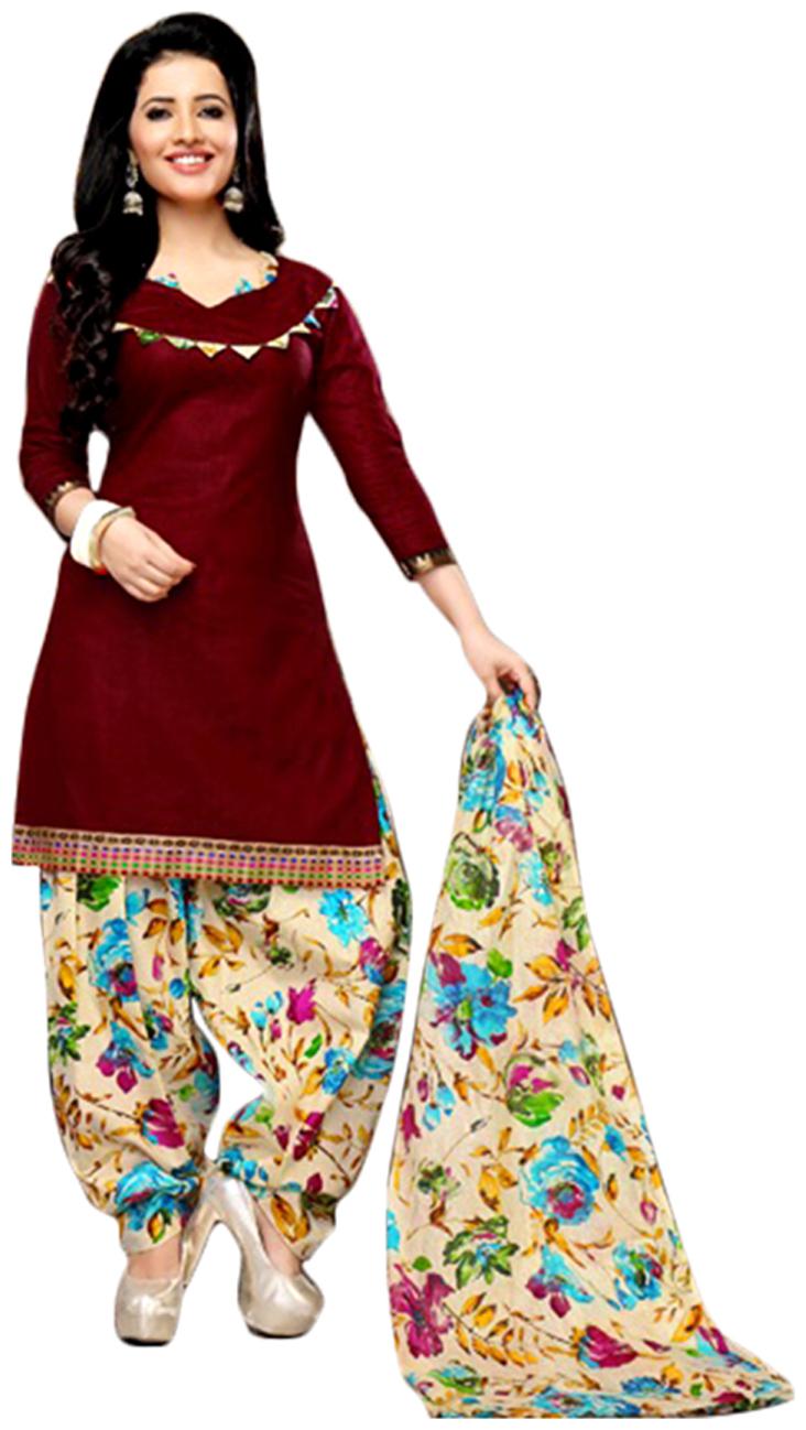 

DRAPES Brown Cotton Dress Material