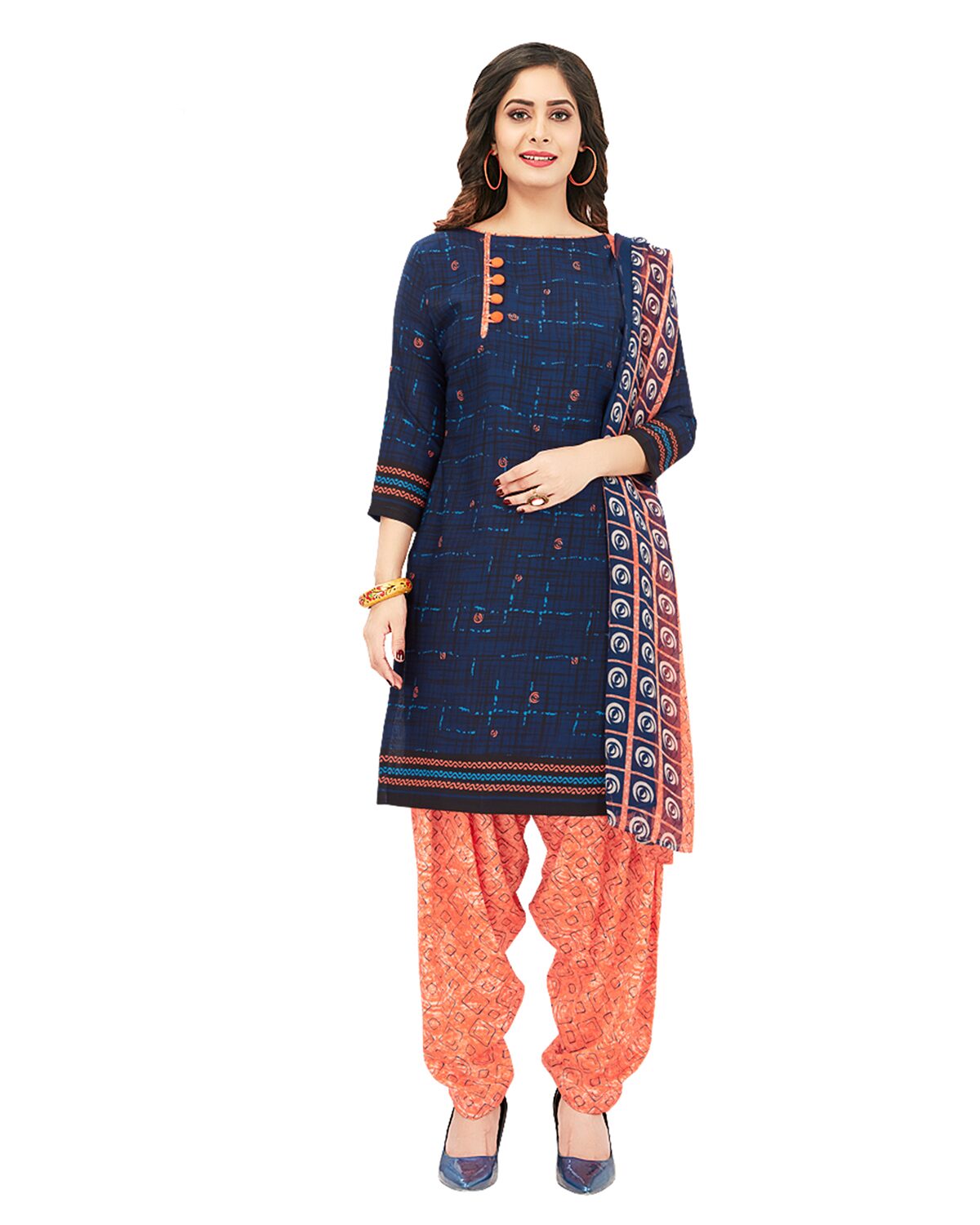 

Drapes Blue Unstitched Kurta with bottom dupatta With dupatta Dress Material