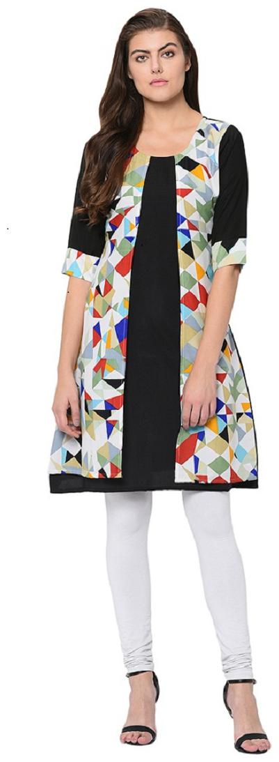 

DRAPES Women Multi Colorblocked Straight Kurta