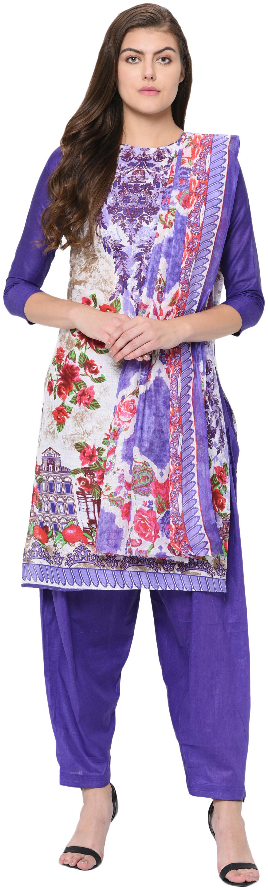 

DRAPES Women Cotton Printed Kurta Bottom Dupatta Multi