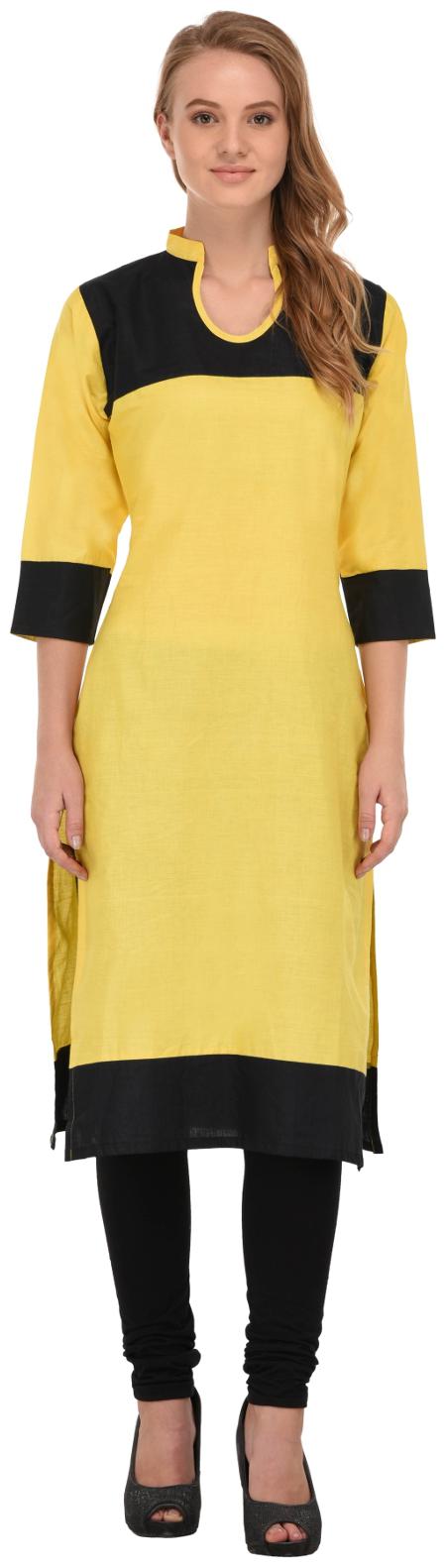 

Drapes Women Yellow Solid Regular Kurta