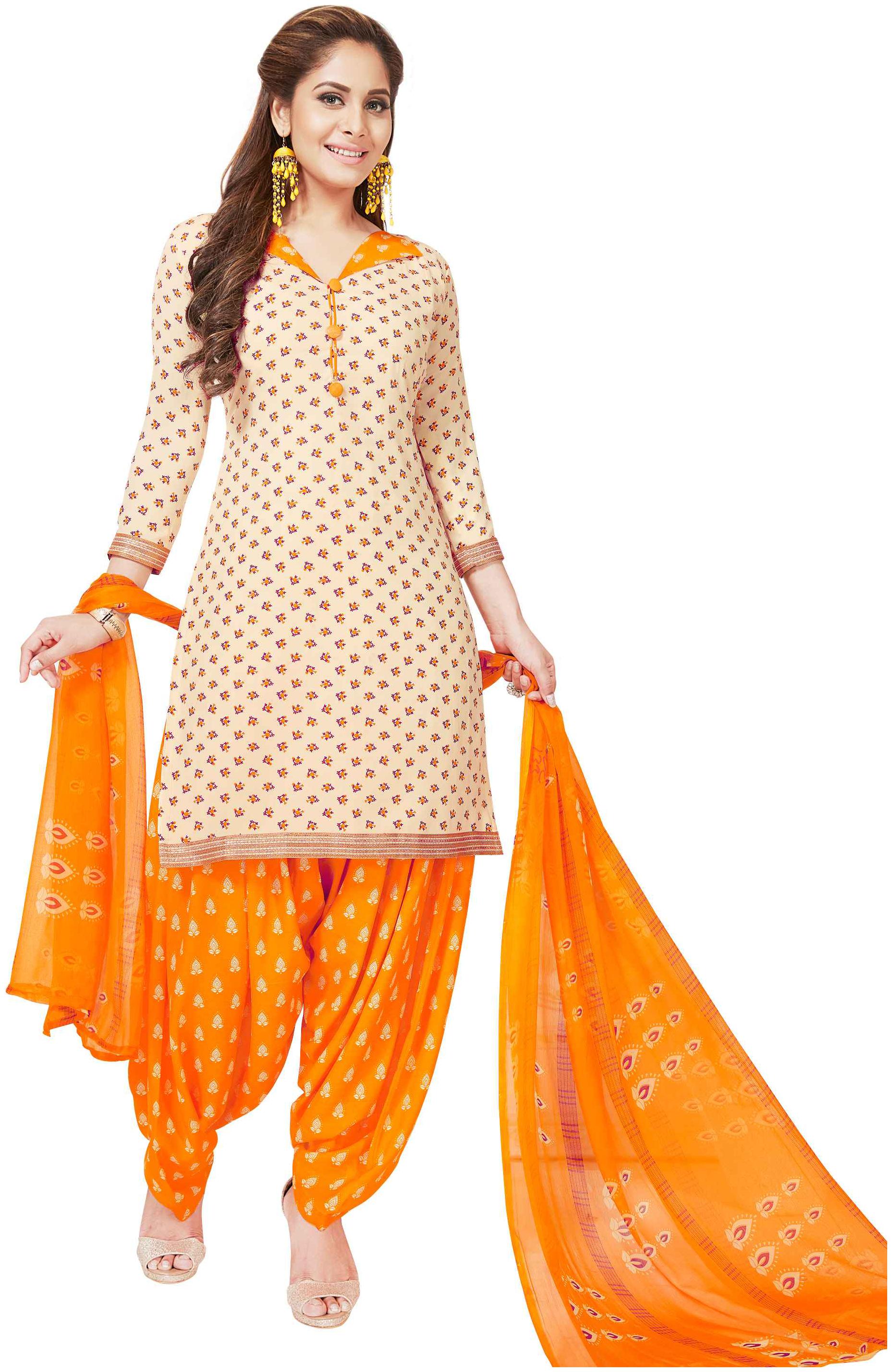 

Drapes Women s Beige Crepe printed Dress Material (Unstitched)