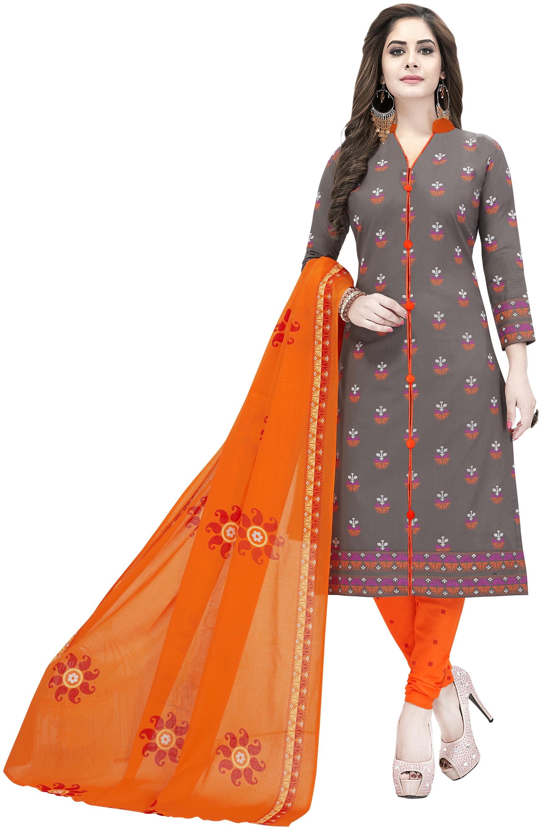 

Drapes Women Grey Crepe printed Dress Material (Unstitched)
