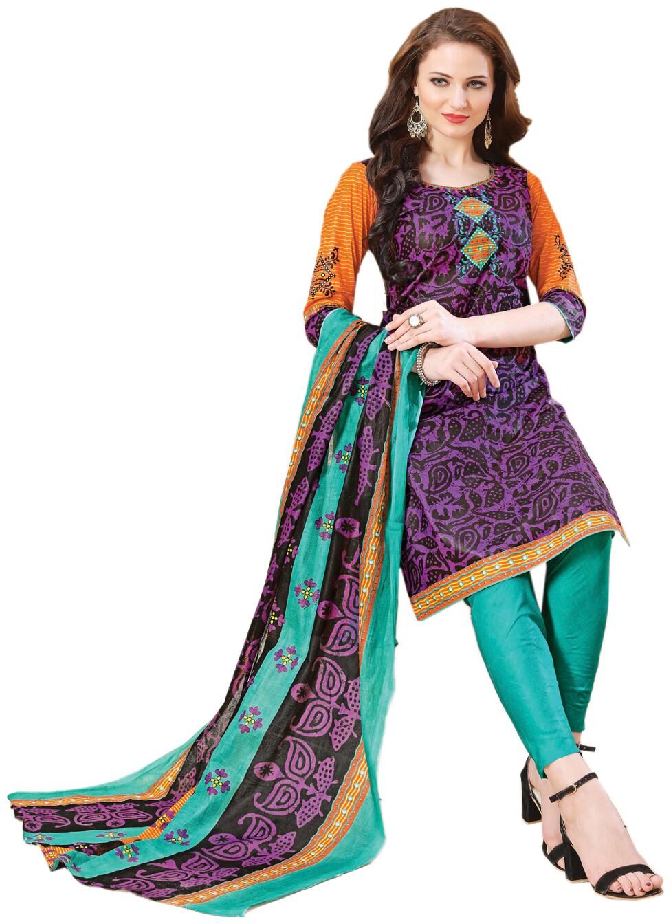 

Drapes Women s Purple Cotton printed Dress Material (Unstitched)