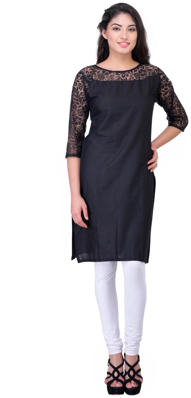 

Drapes Women Black Solid Regular Kurta