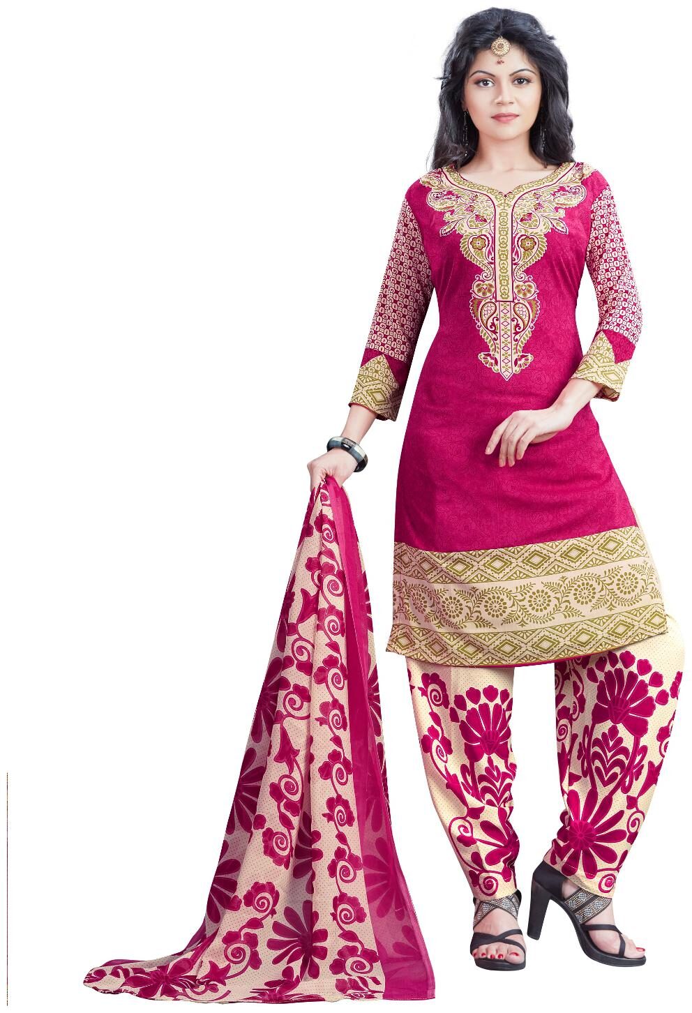 

Drapes Women s Pink Crepe printed Dress Material (Unstitched)