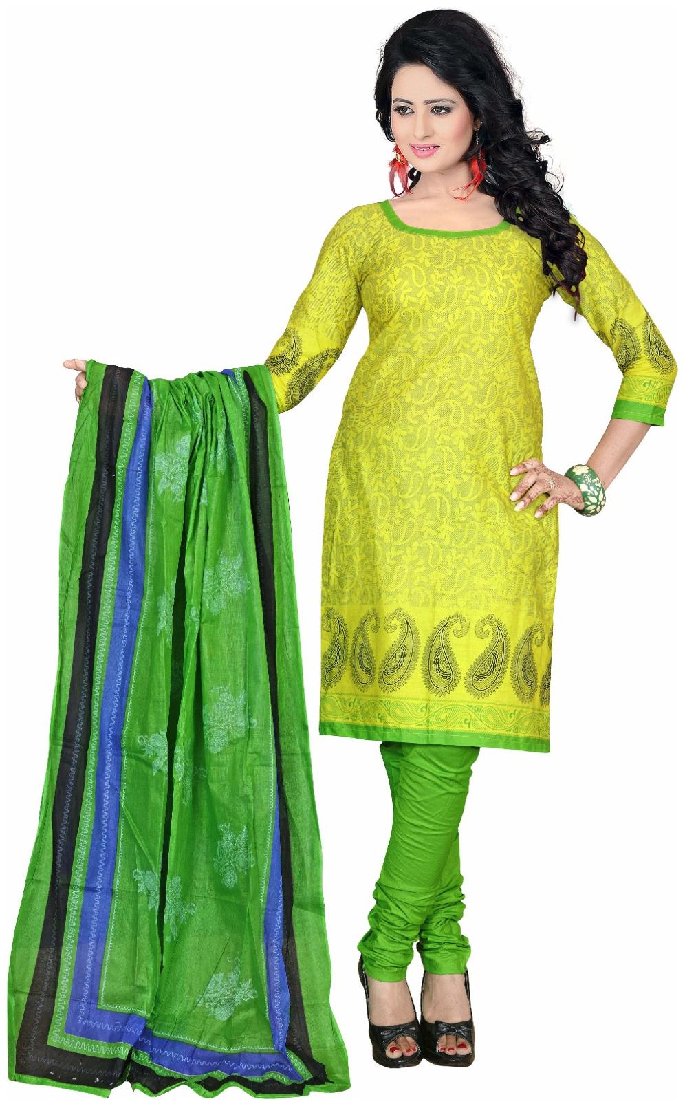 

Drapes Green Unstitched Kurta fabric With dupatta Dress Material