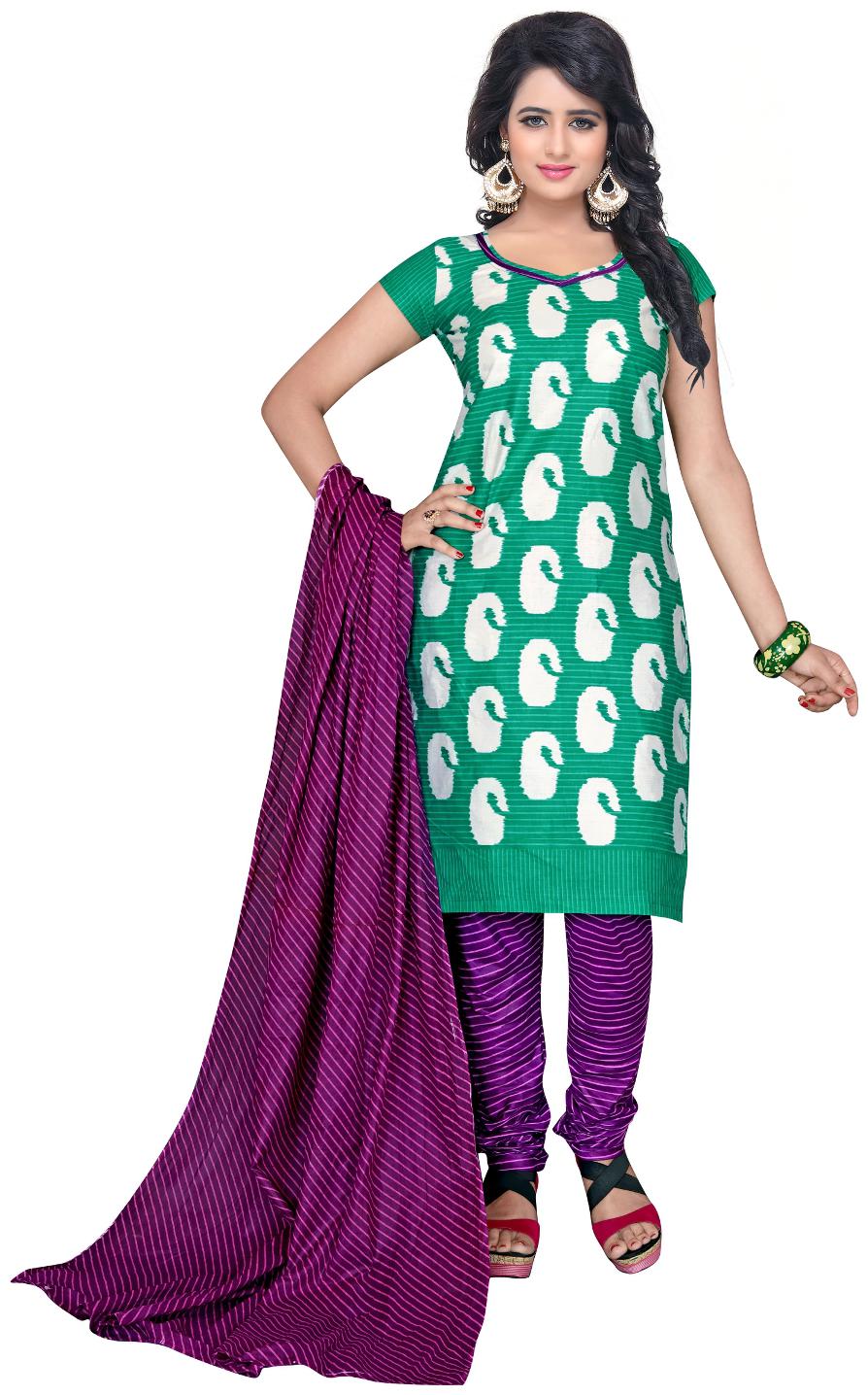 

Drapes Women s Greencotton Printed Dress Material (unstitched)