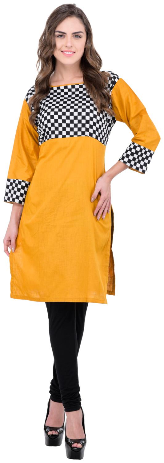 

Drapes Women Yellow Printed Straight Kurta