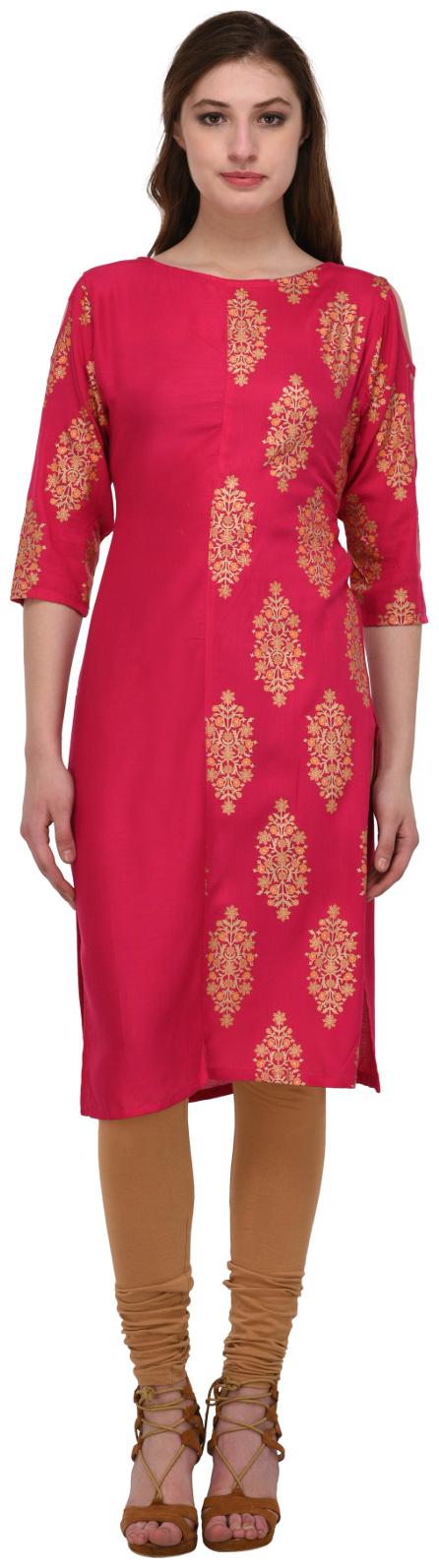 

Drapes Women Pink Printed Regular Kurta