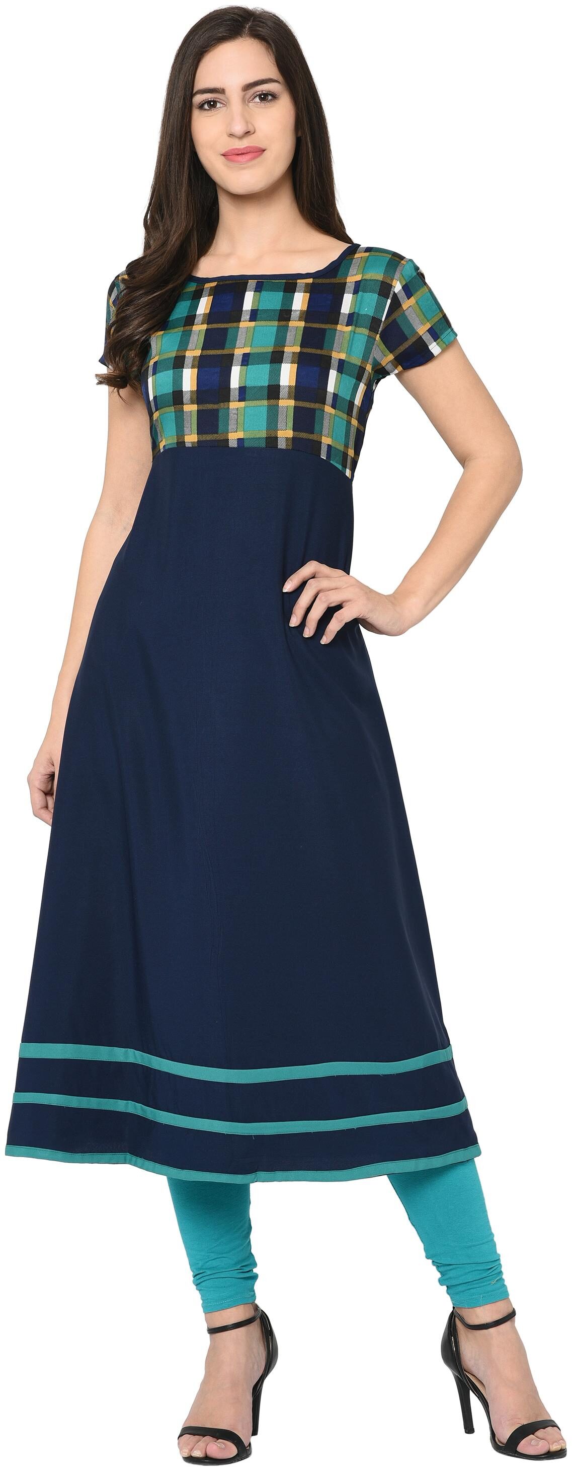 

DRAPES Women Blue Printed Anarkali Kurta