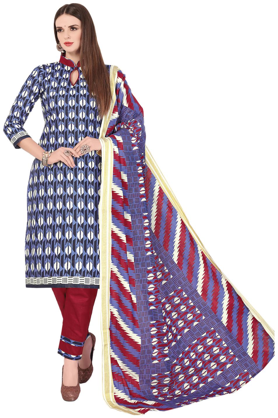 

Drapes Women s Multicolor Cotton printed Dress Material (Unstitched)