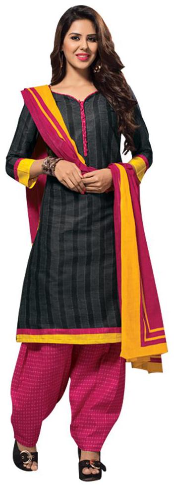

Drapes Women s Black Cotton printed Dress Material (Unstitched)