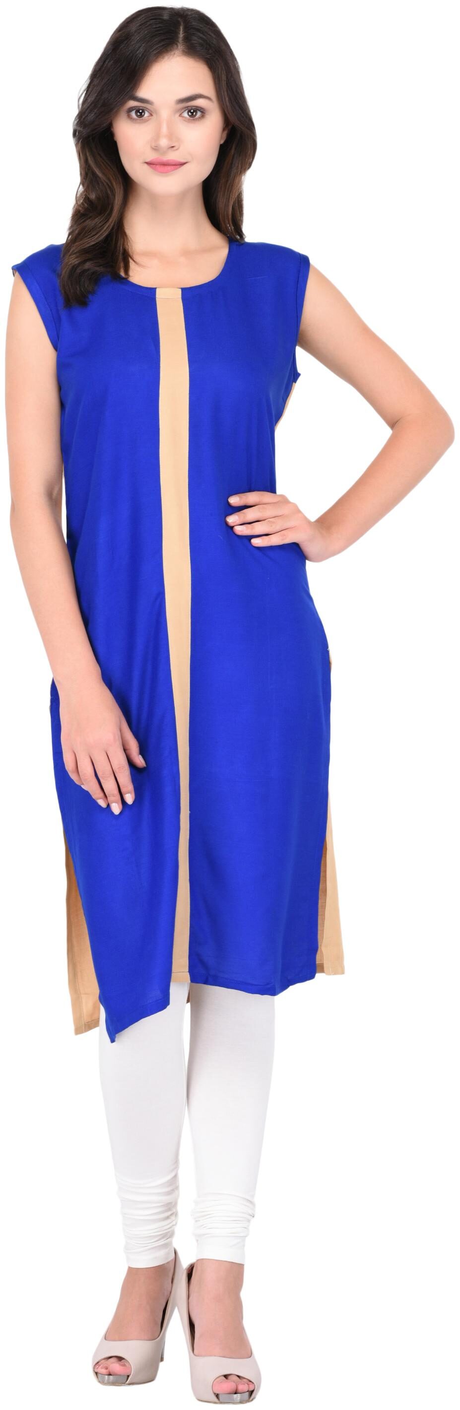 

DRAPES Women Blue Solid Straight Kurti