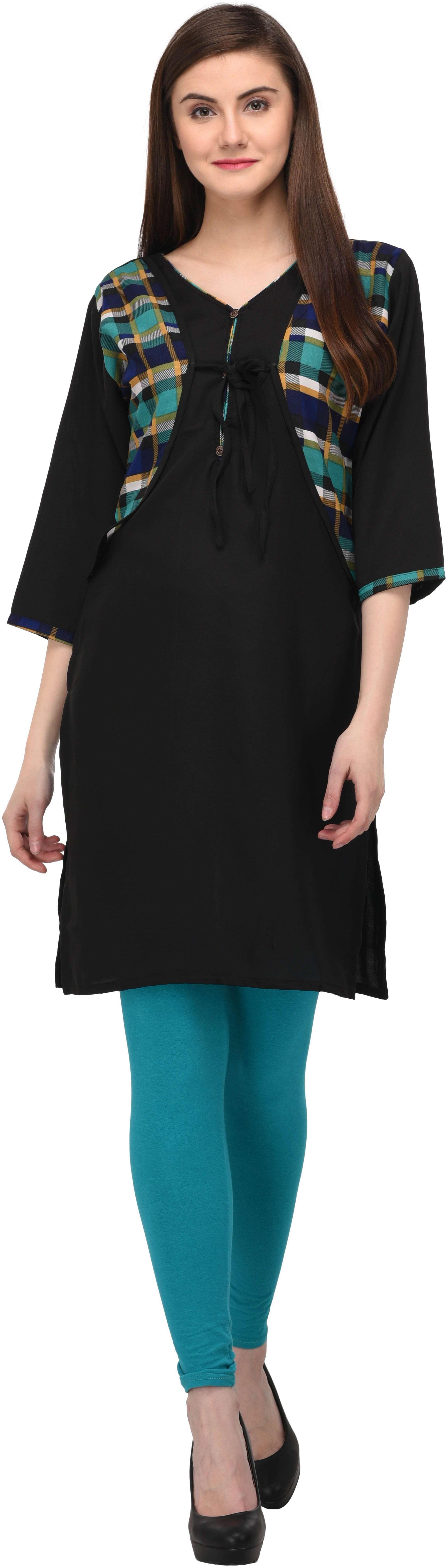 

Drapes Women Black Printed Layered Kurta