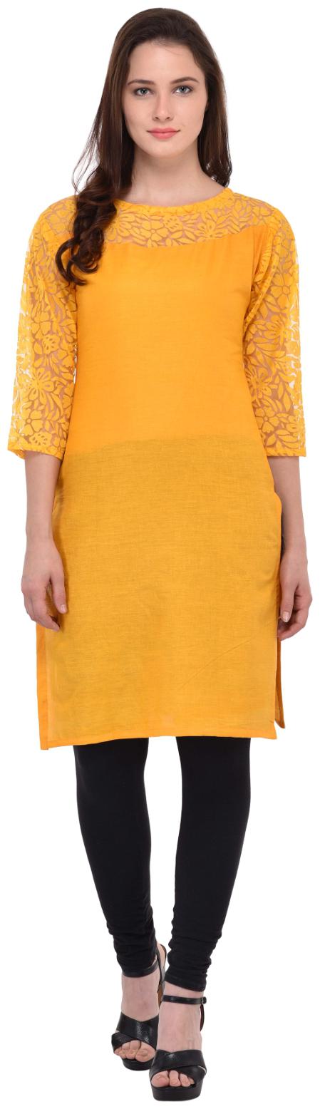 

Drapes Women Yellow Solid Straight Kurta