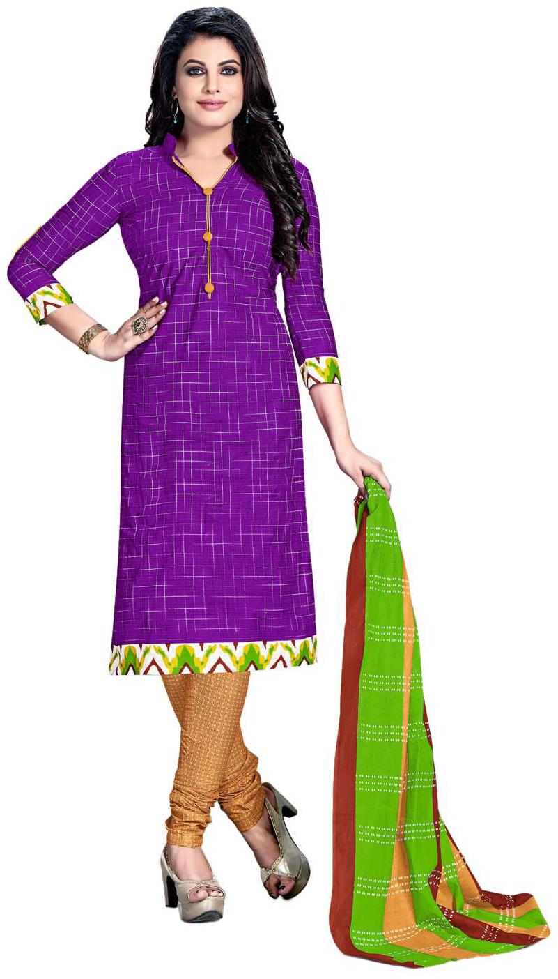

Drapes Women s Purple Cotton printed Dress Material (Unstitched)