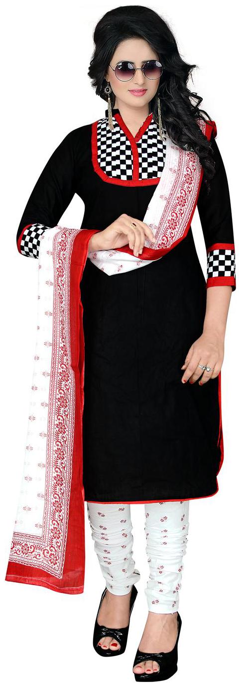 

Drapes Women s Black Cotton printed Dress Material (Unstitched)