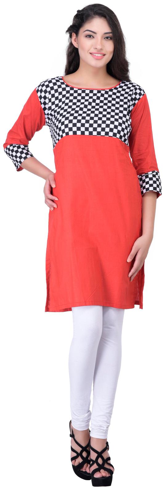 

Drapes Women Red Printed Regular Kurta