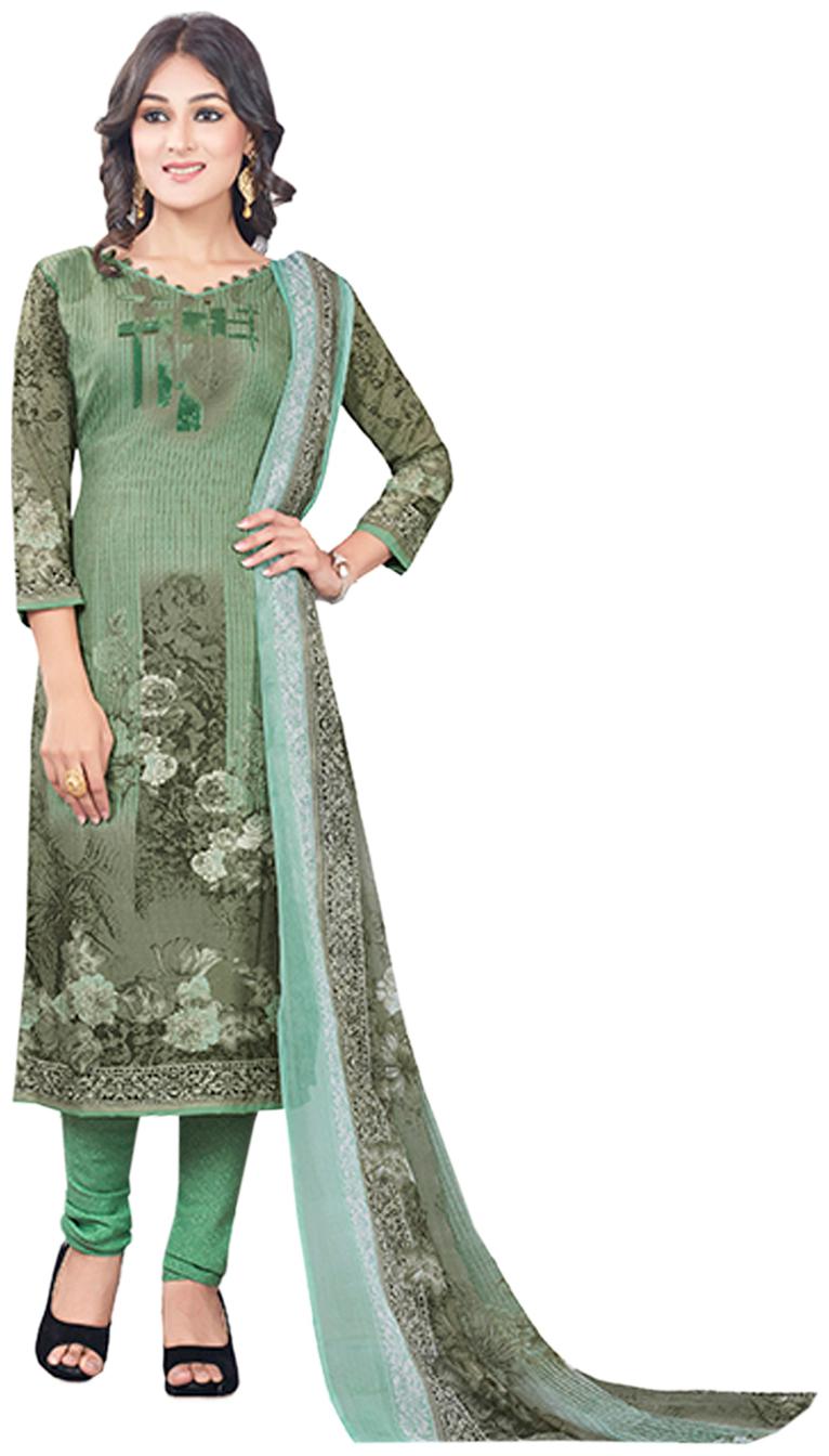 

Drapes Women s Green Crepe printed Dress Material (Unstitched)