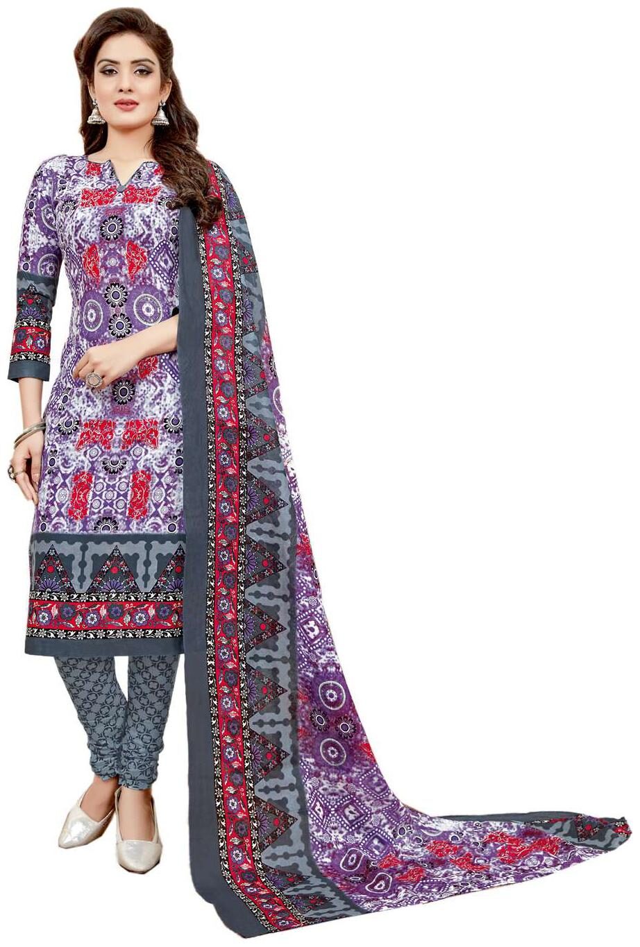 

Drapes Women s Multicolor Cotton printed Dress Material (Unstitched)